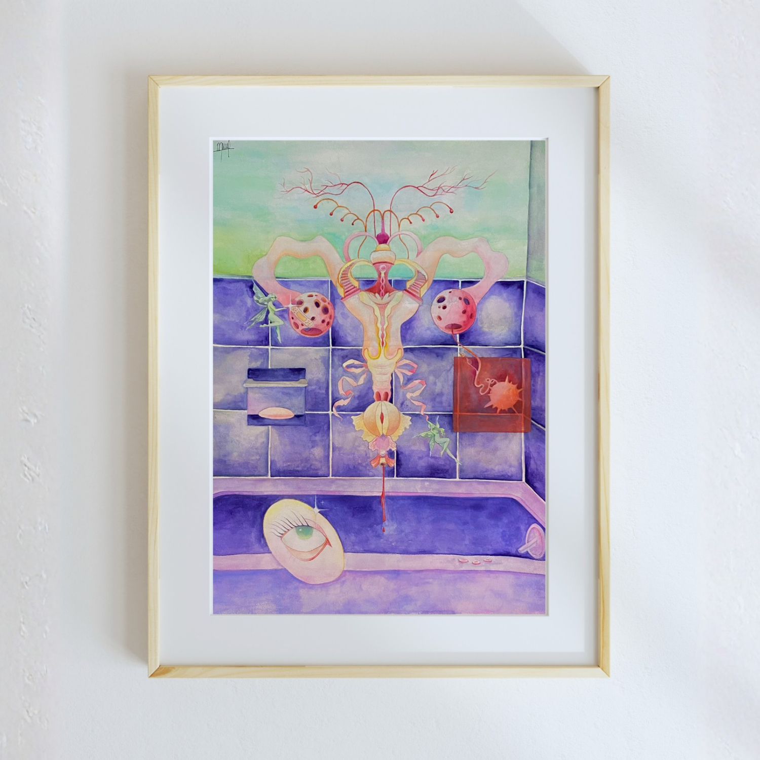 Bloodpath, 2024. Watercolor on cotton paper / Wooden frame — 76 x 56 cm 