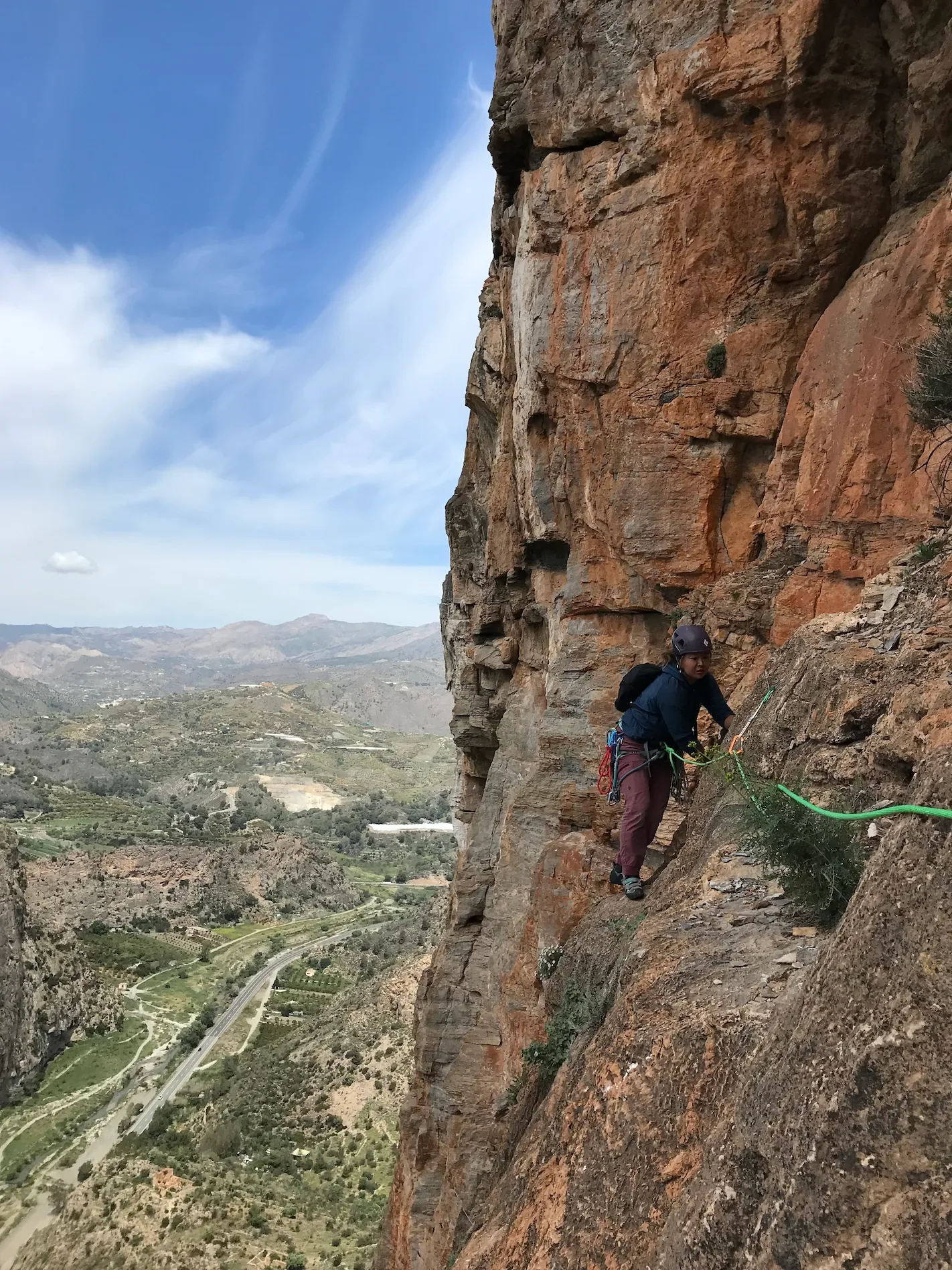 Guided multi pitch ascent on limestone cliffs in Granada