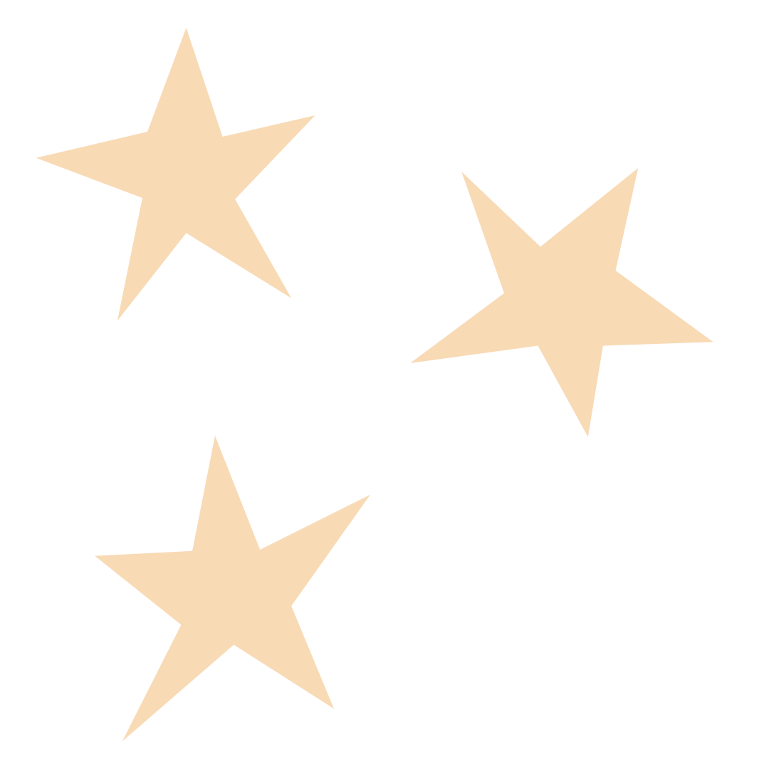 Three beige stars on a black background.