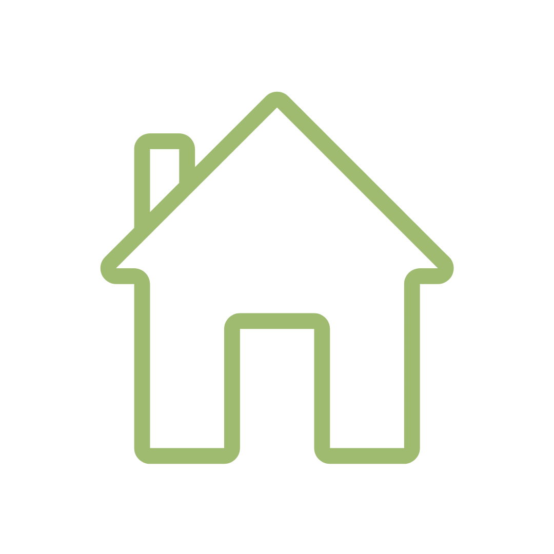 Outline of a house with a green border