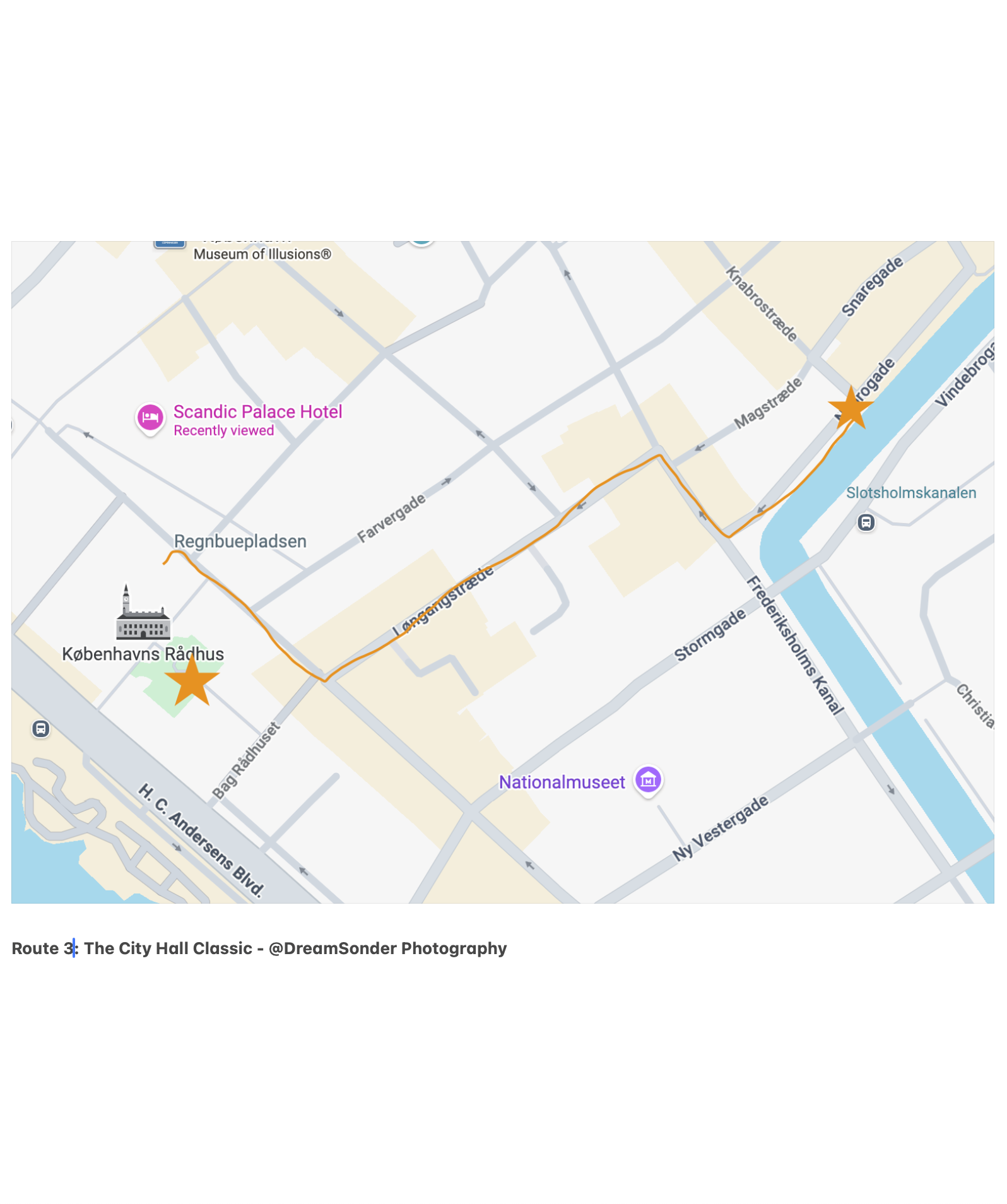 Copenhagen city hall map 1 hour route 3 canal.png