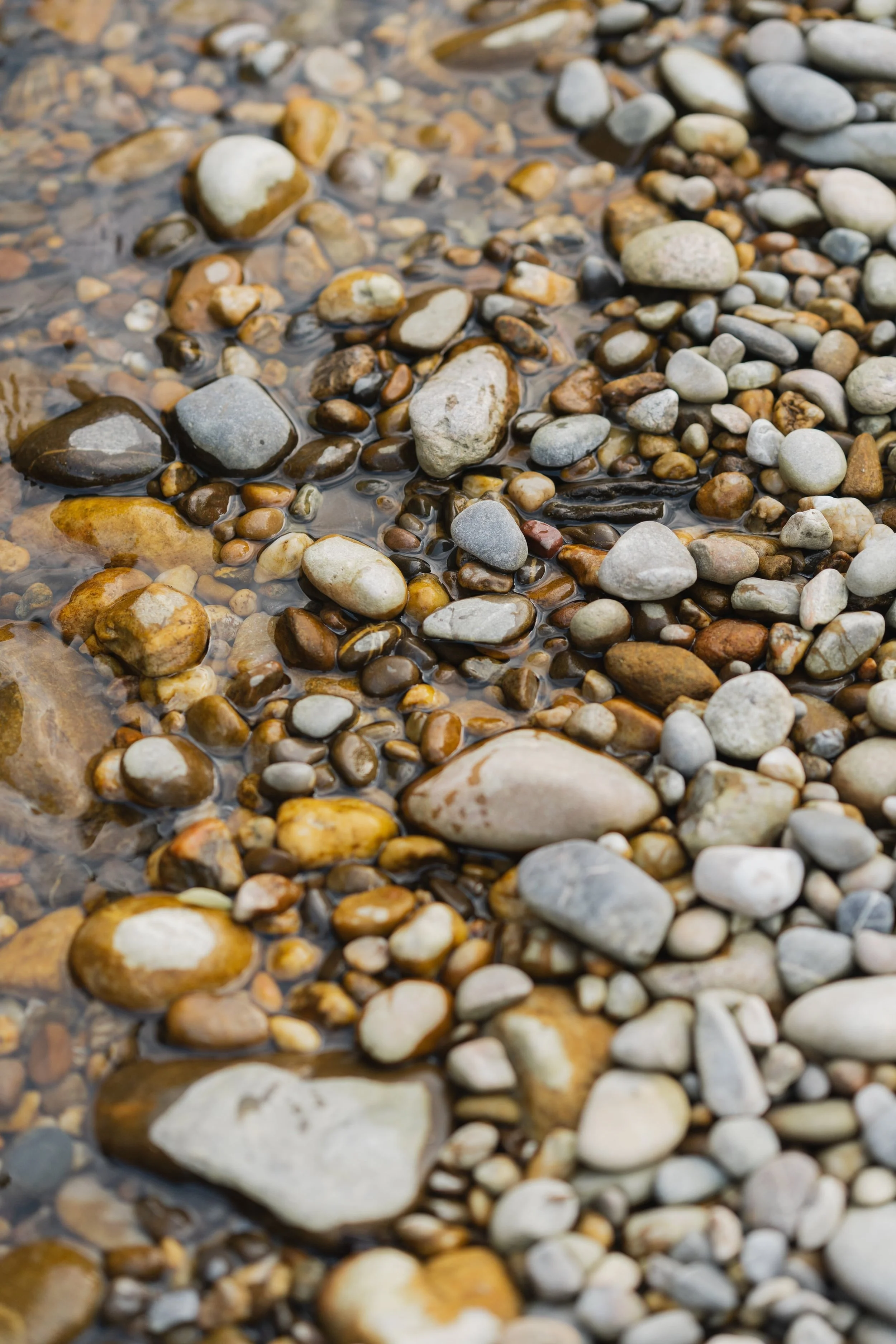 Kieselsteine im klaren Wasser der Emme – ein Bild für innere Ruhe und Klarheit im Coaching-Prozess.