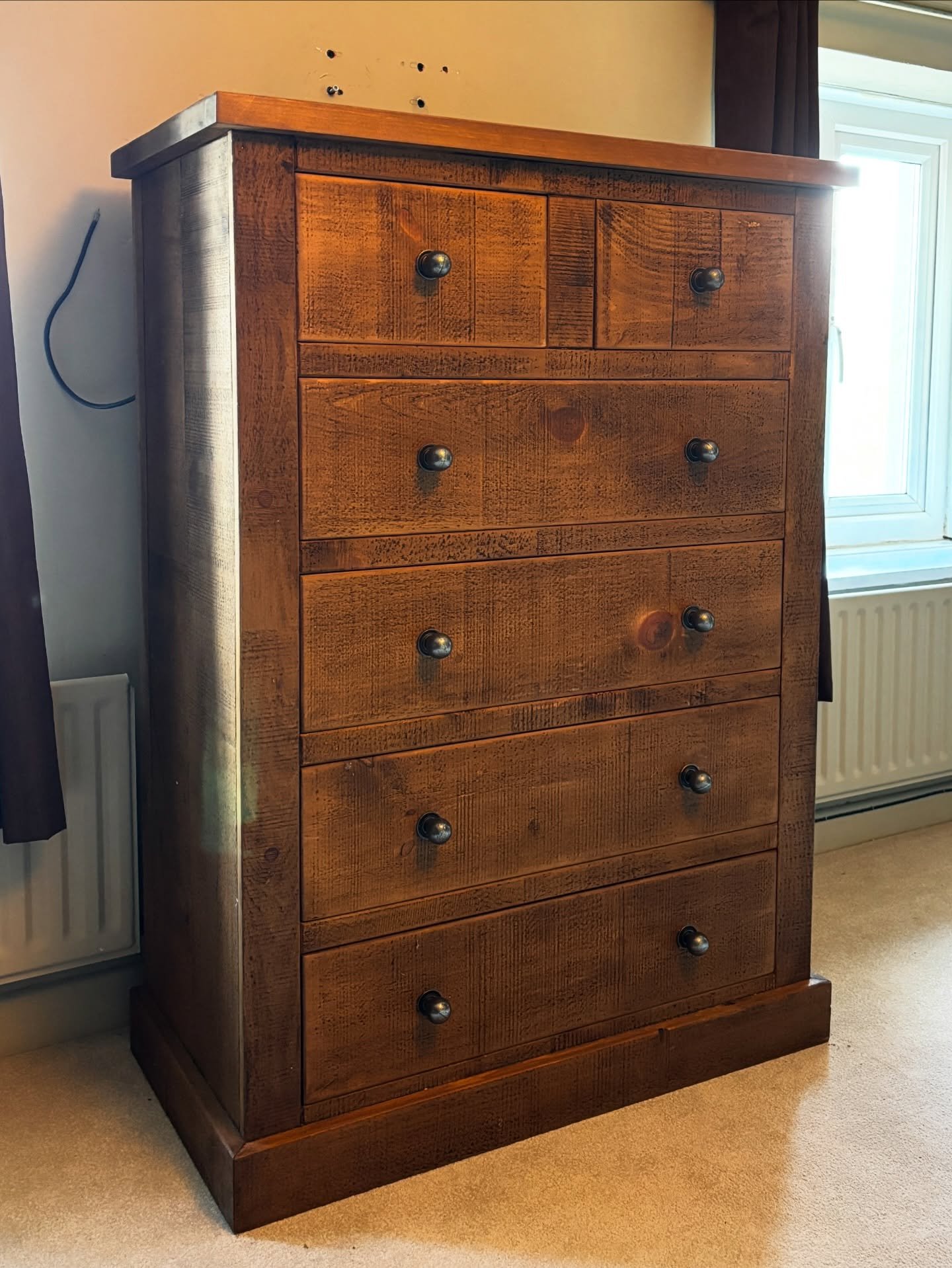 A staple to our range.

The classic 2 over 4 rough sawn chest. Fitted here with metal handles and finished in our medium wax.

Made from solid wood, ready to withstand all life throws at it.