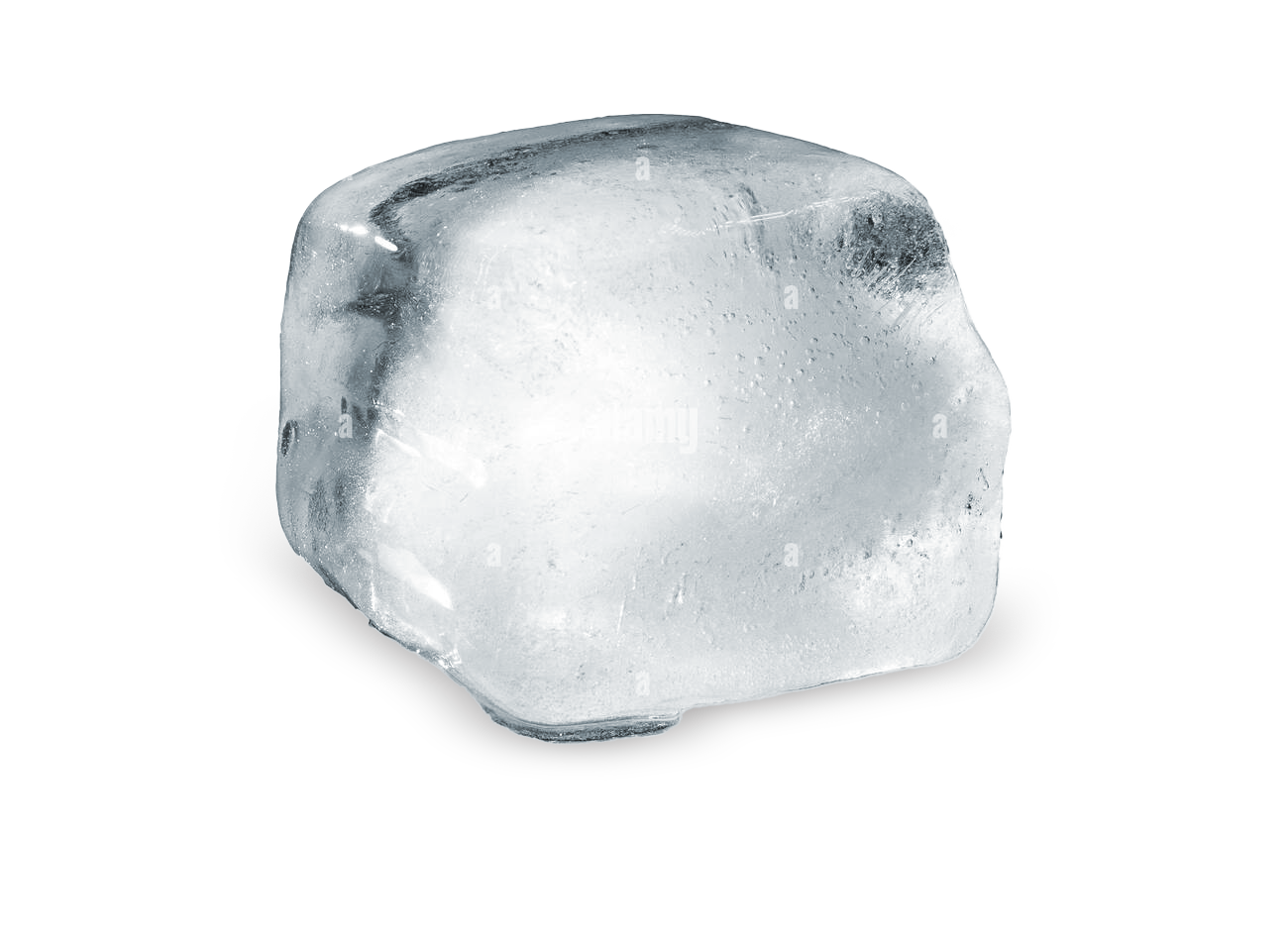 Et enkelt, gennemsigtigt isterning mod en sort baggrund.