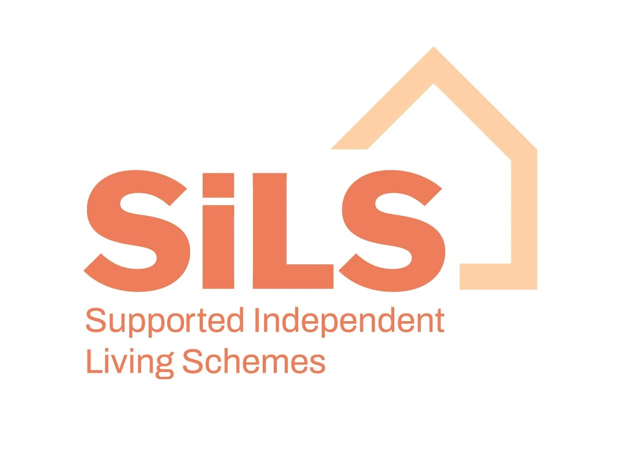 Logo for Supported Independent Living Schemes (SILS) featuring stylized house outline and text.
