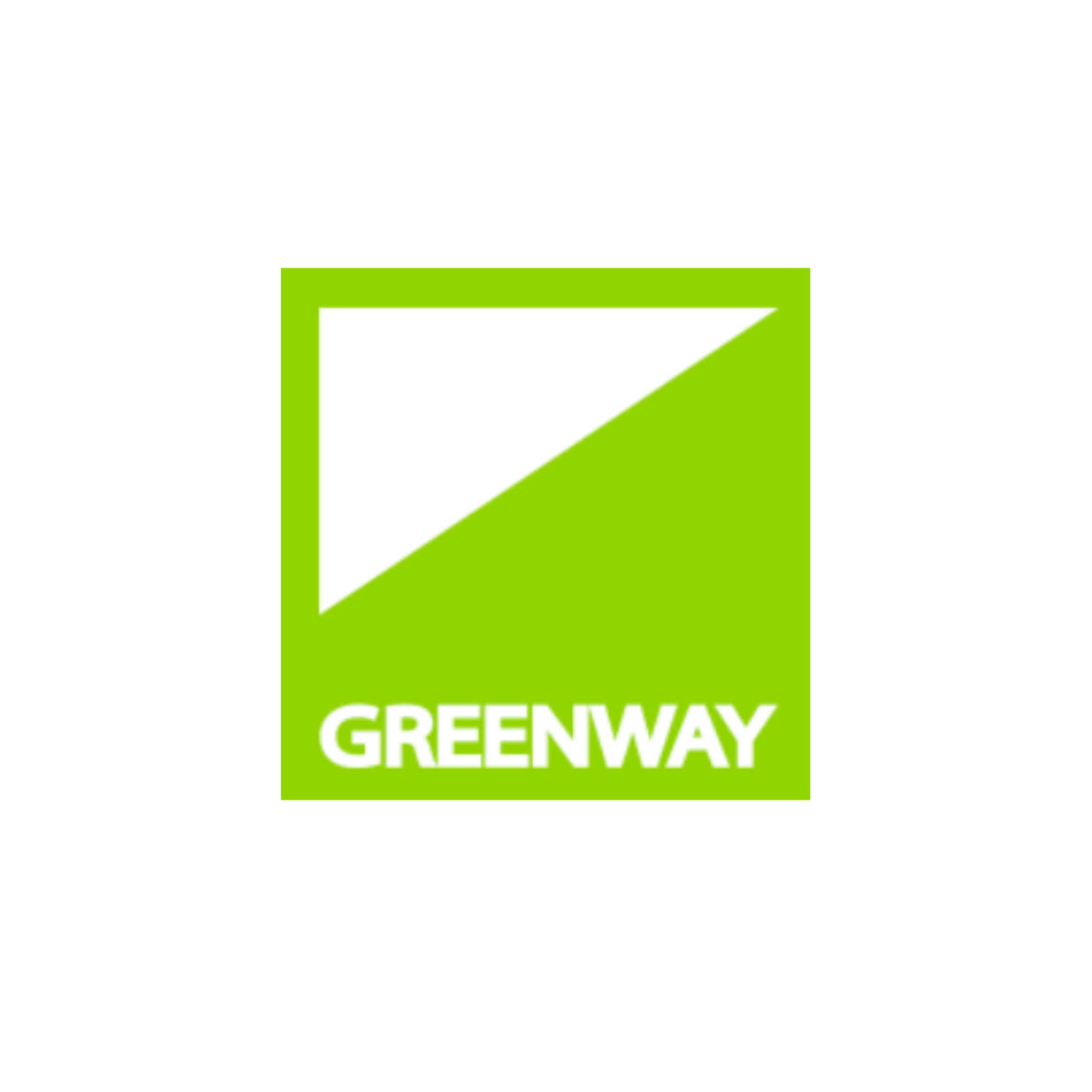 Green sign with white arrow pointing upwards and the text 'GREENWAY' at the bottom.