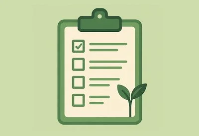 Checklist icon with a small plant sprouting