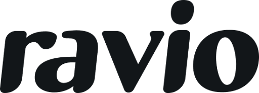 Close-up of the word 'ravi' in black lowercase letters on a dark background.