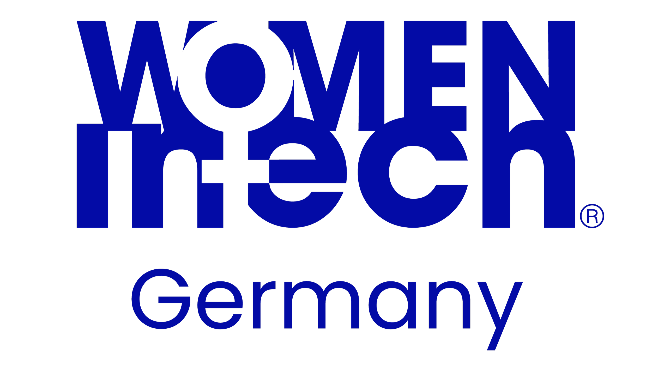 Logo of Women's Tech Germany with blue text and a gear icon replacing the 'o' in 'Women'