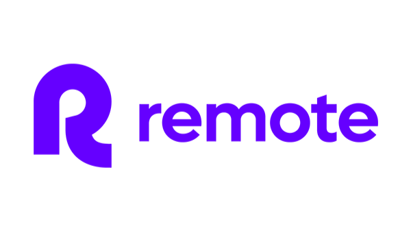 Logo with a purple stylized 'R' and the word 'remote' in purple text on a black background.