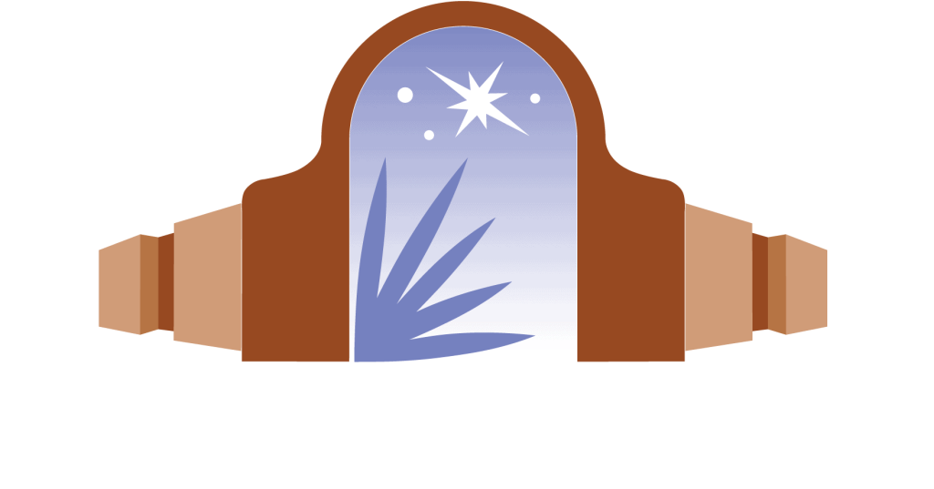 Logo featuring a brown arched window with a star and clouds visible through the glass, flanked by two beige walls, with the text 'Casa Mojito' underneath.