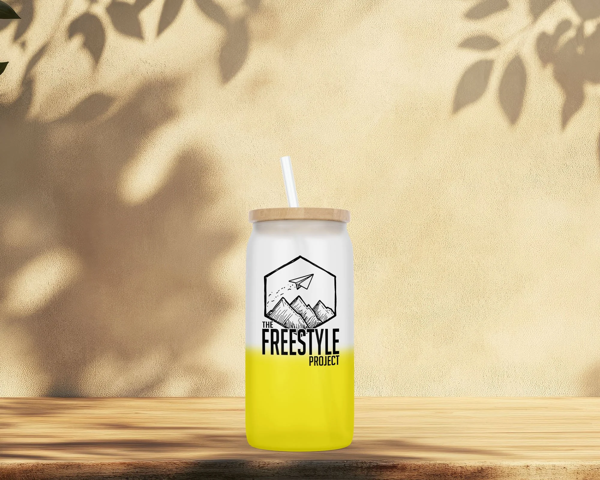 The Freestyle Project™ 20oz Glass Tumbler | Logo Cup with Lid & Straw | Cold Drink Glass