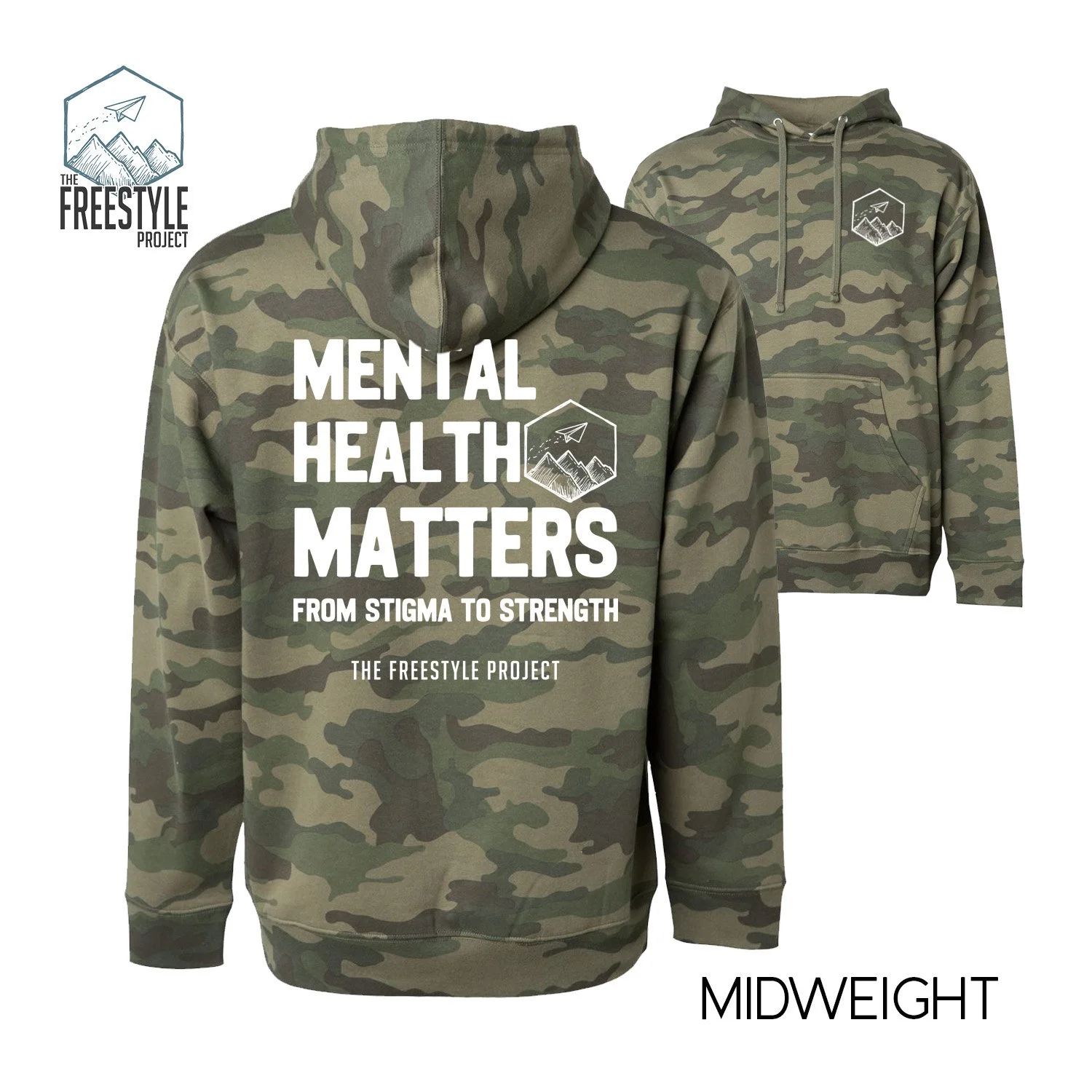 Mental Health Matters | Camo Hoodie | Midweight