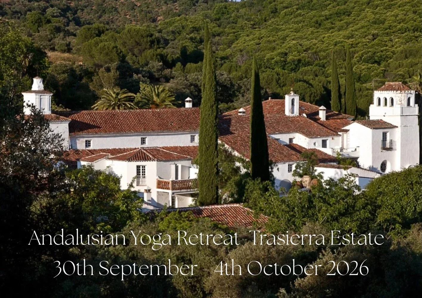 A journey into balance, beauty, and stillness.

This September, join Wild Beginnings in the wild heart of Andalusia for an intimate yoga retreat at Trasierra Estate, a soulful 350-acre sanctuary in the Sierra Norte de Sevilla.

From 30th September to