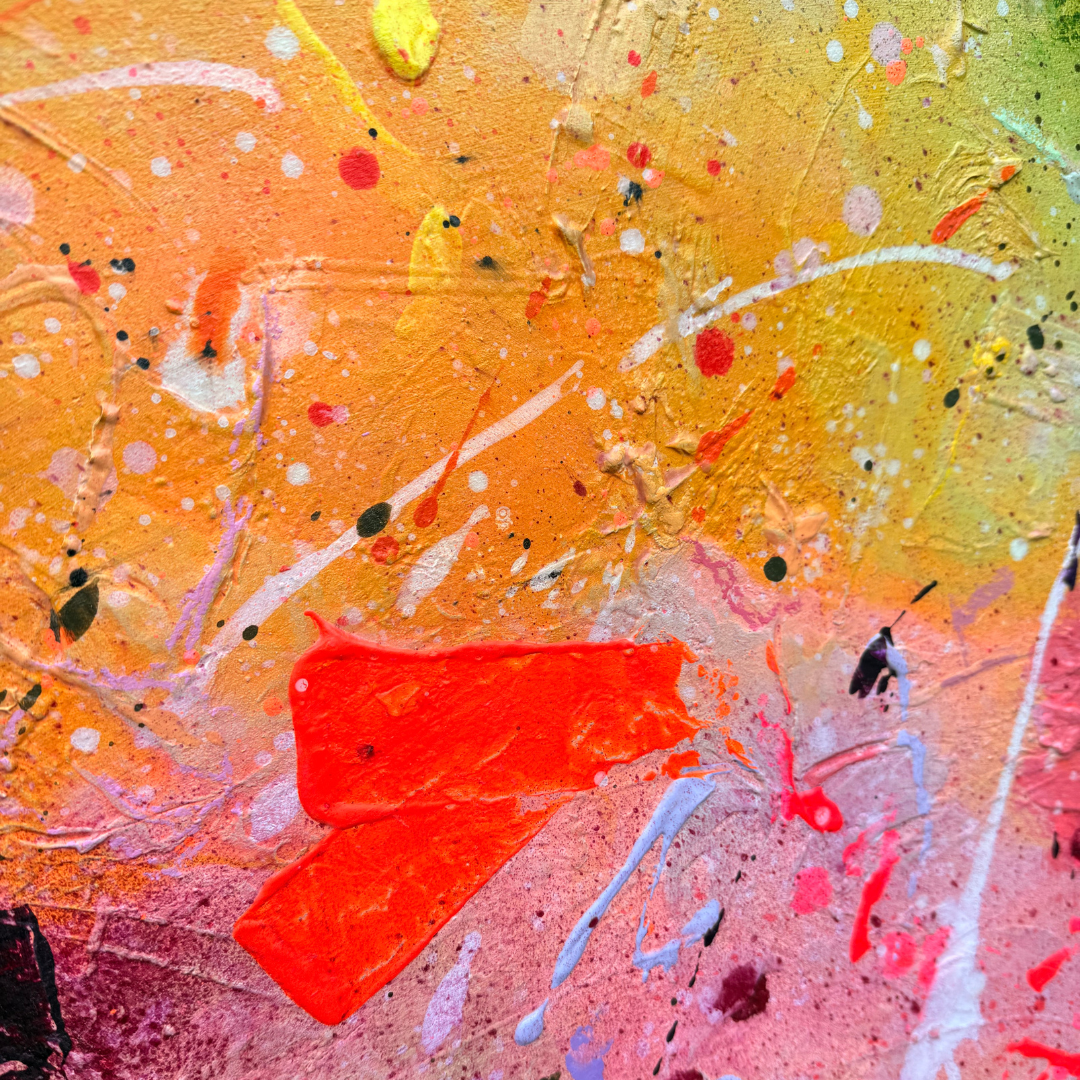 Nahaufnahme in orange und rosa, geschichtete Balken in neon orange