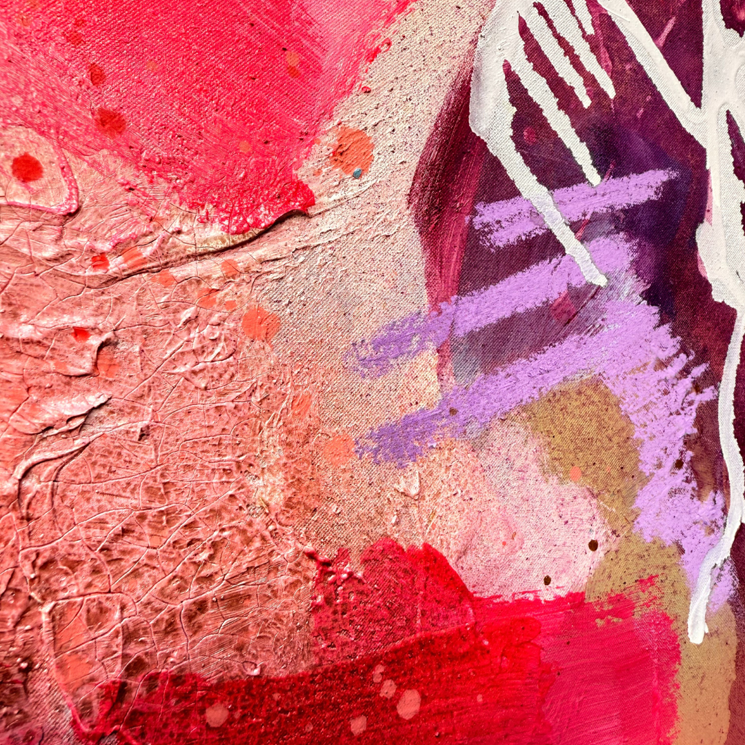 Nahaufnahme in rosa und pink, Kreideakzente in flieder