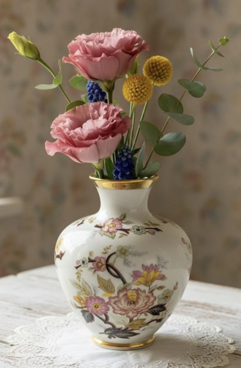 Keepsake ~ The Vintage Chintz Posy with Fresh Floral Arrangement