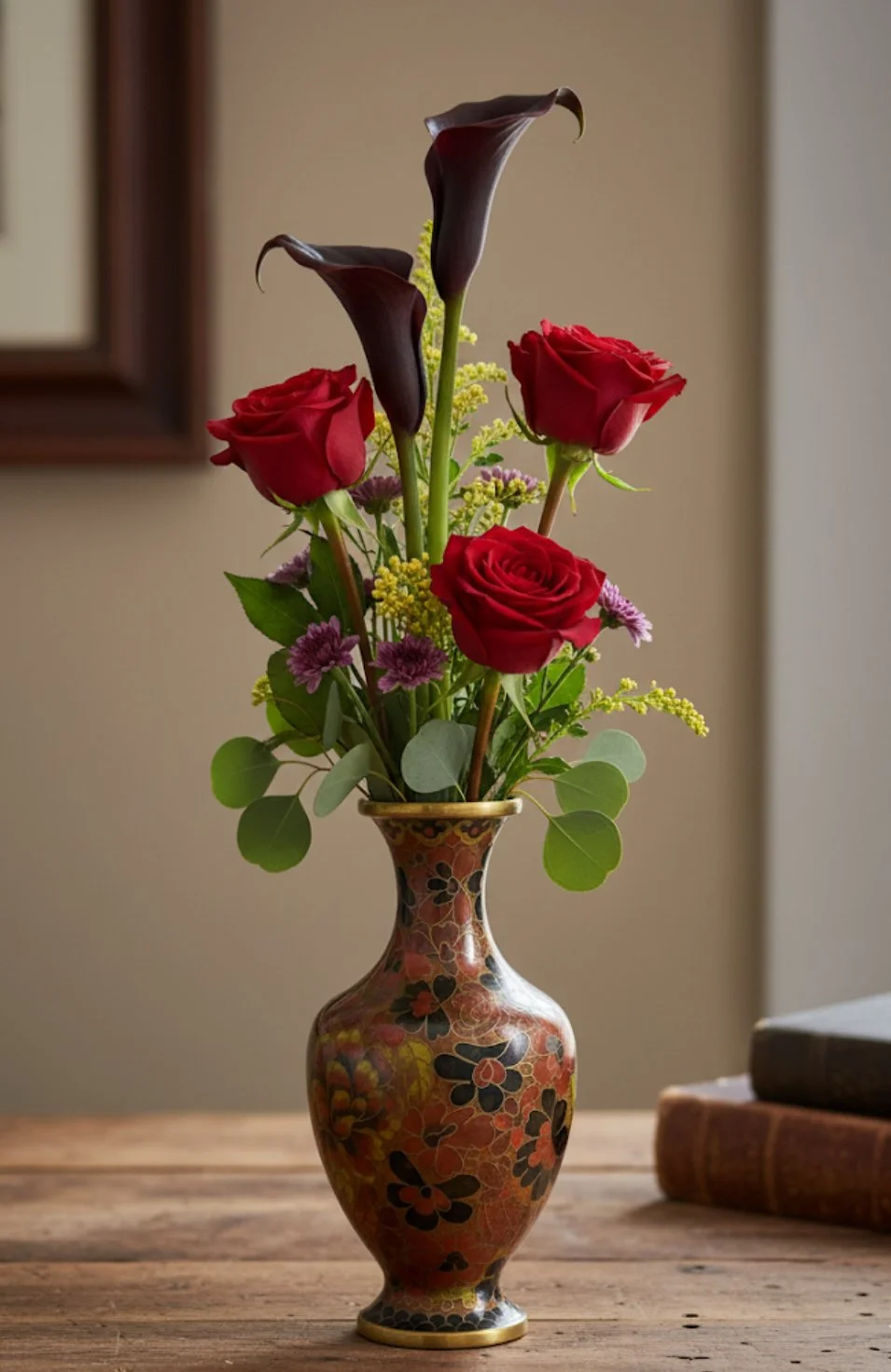 Heirloom ~ The Cloisonné Ember with Fresh Floral Arrangement