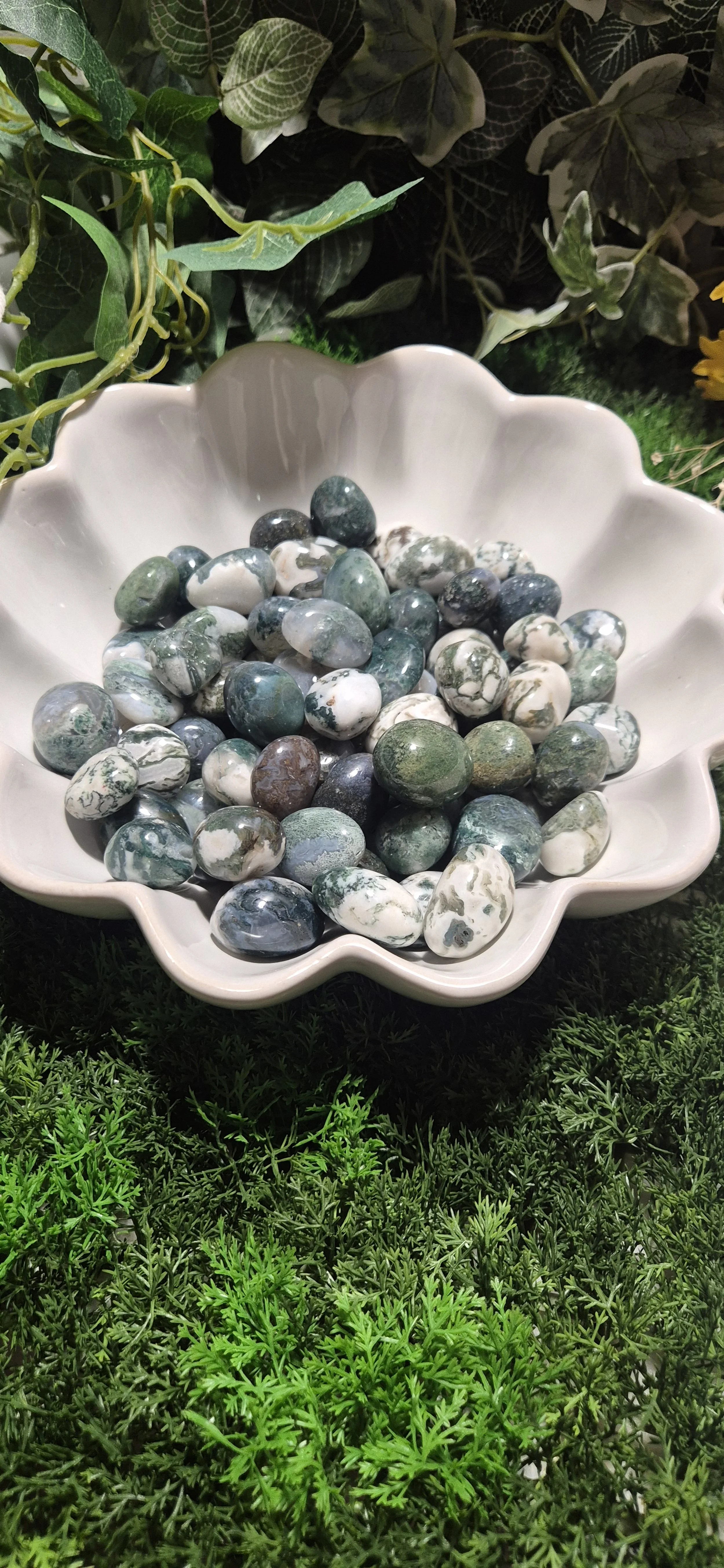 Grounding Moss Agate Tumble Mix – 100g