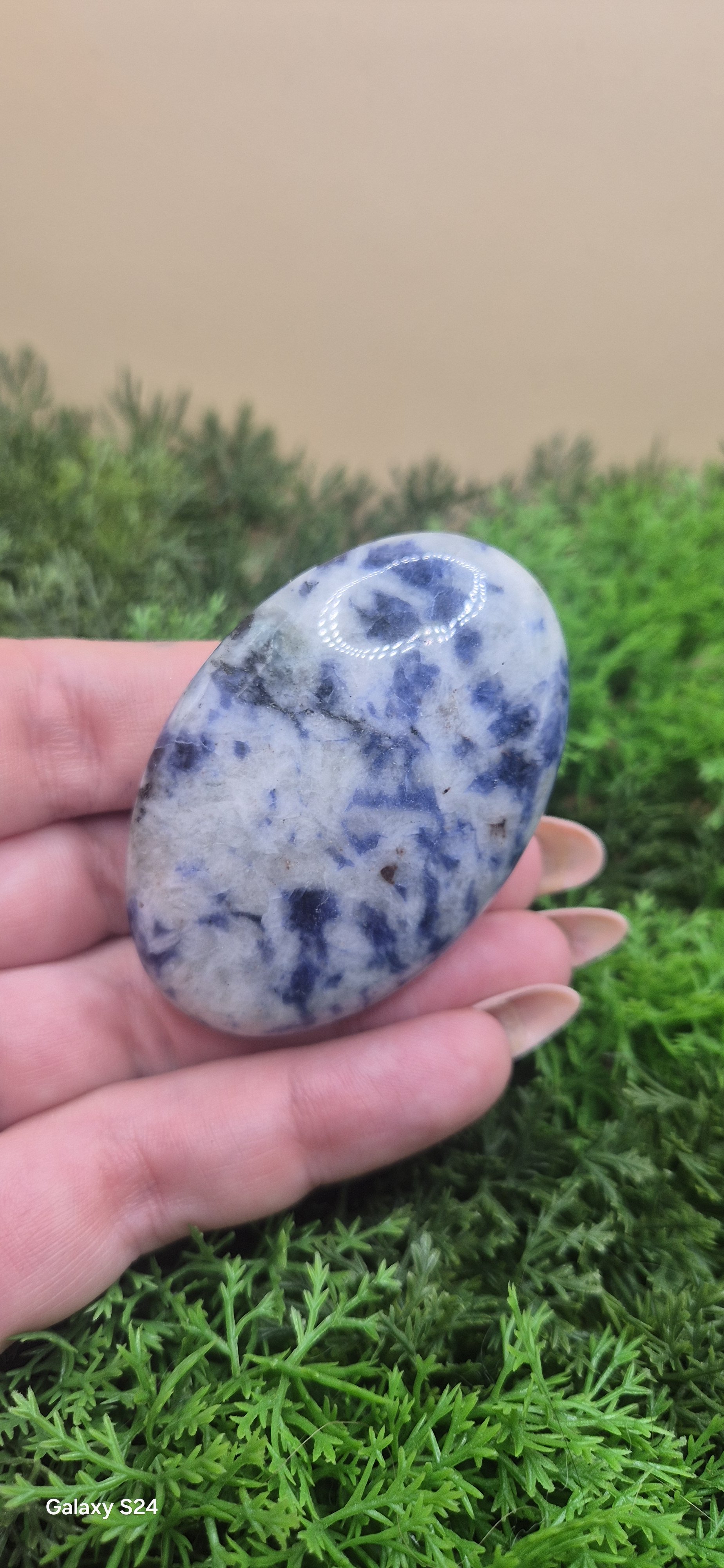 Sodalite Palm Stone – 66g | 6cm x 4.5cm