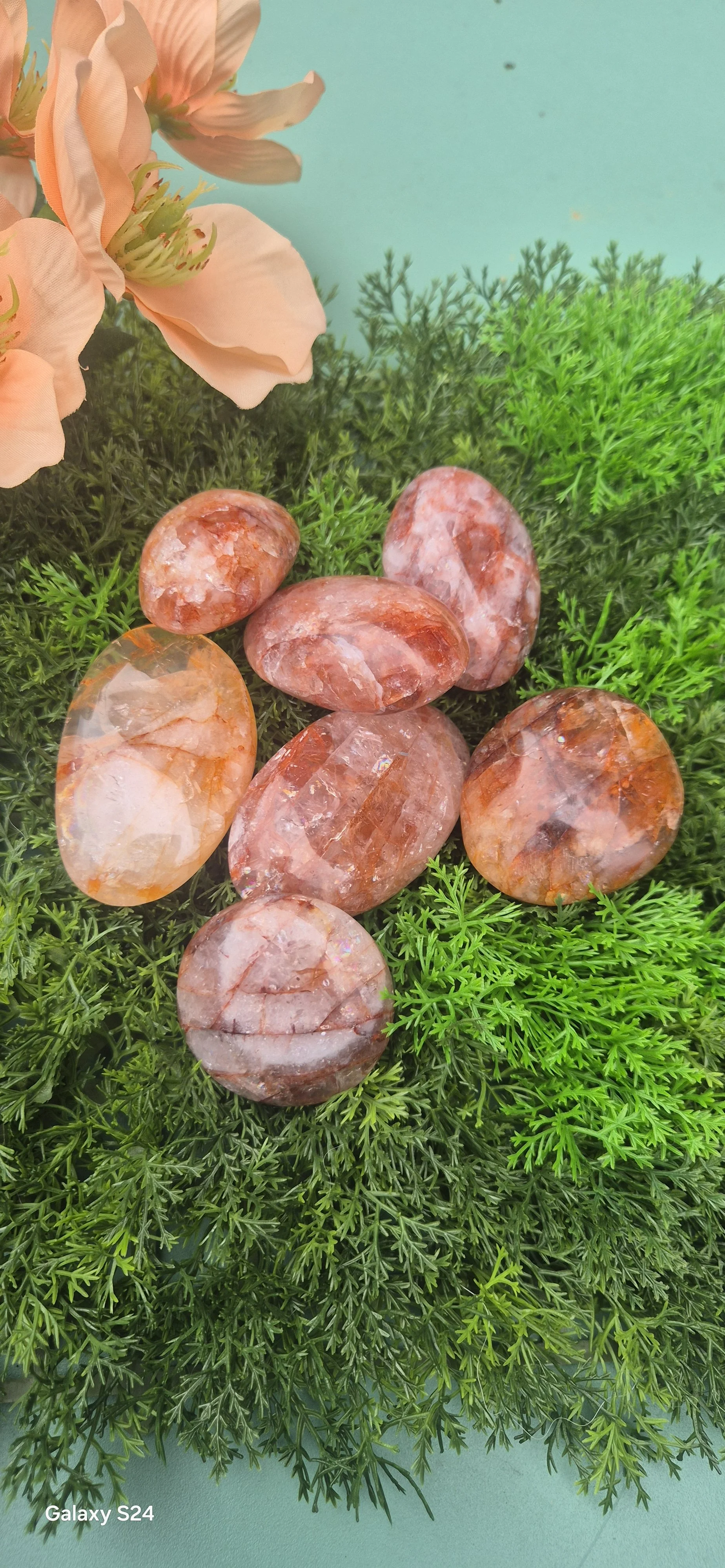 Fire Quartz (Hematoid Quartz) Palm Stones – Motivation • Grounding • Confidence