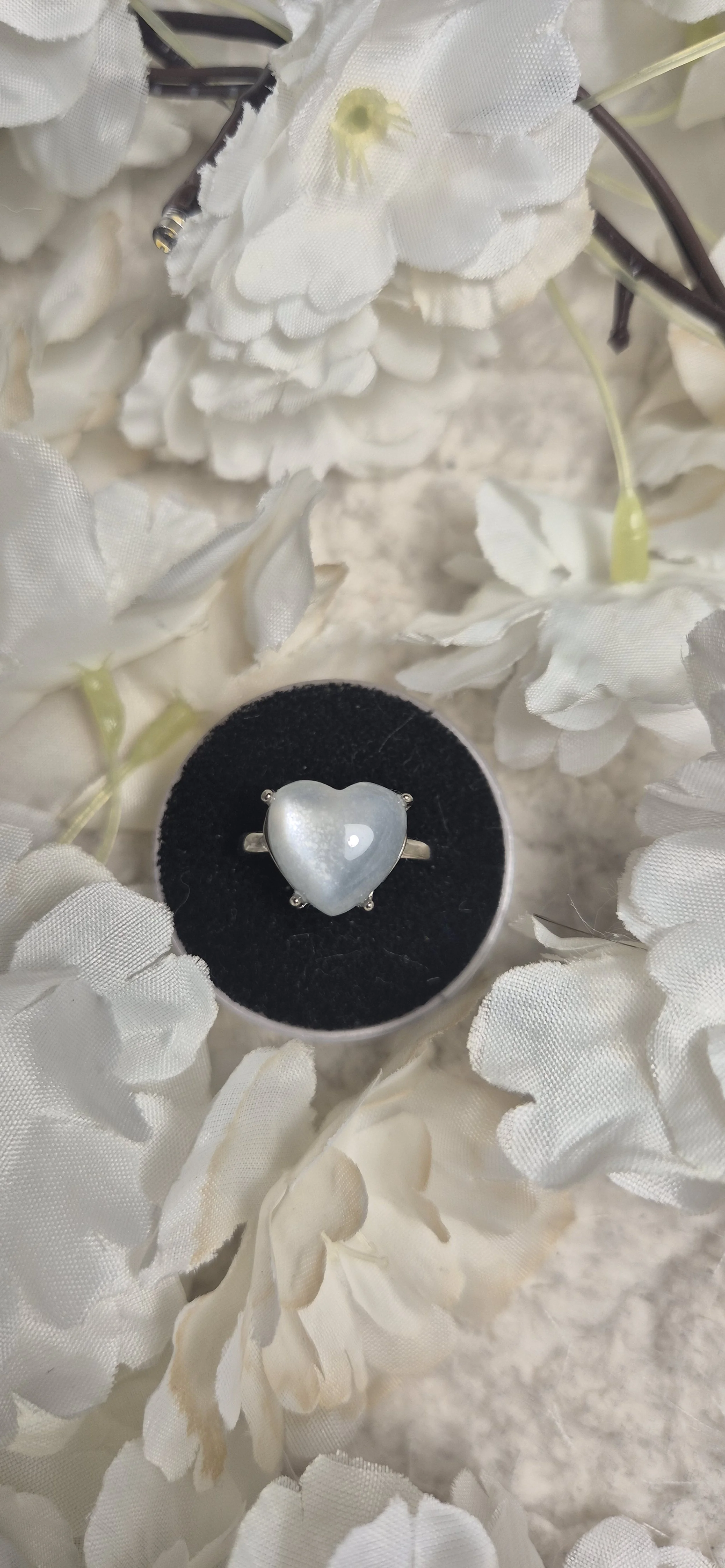 🤍 Opalite Heart Adjustable Ring