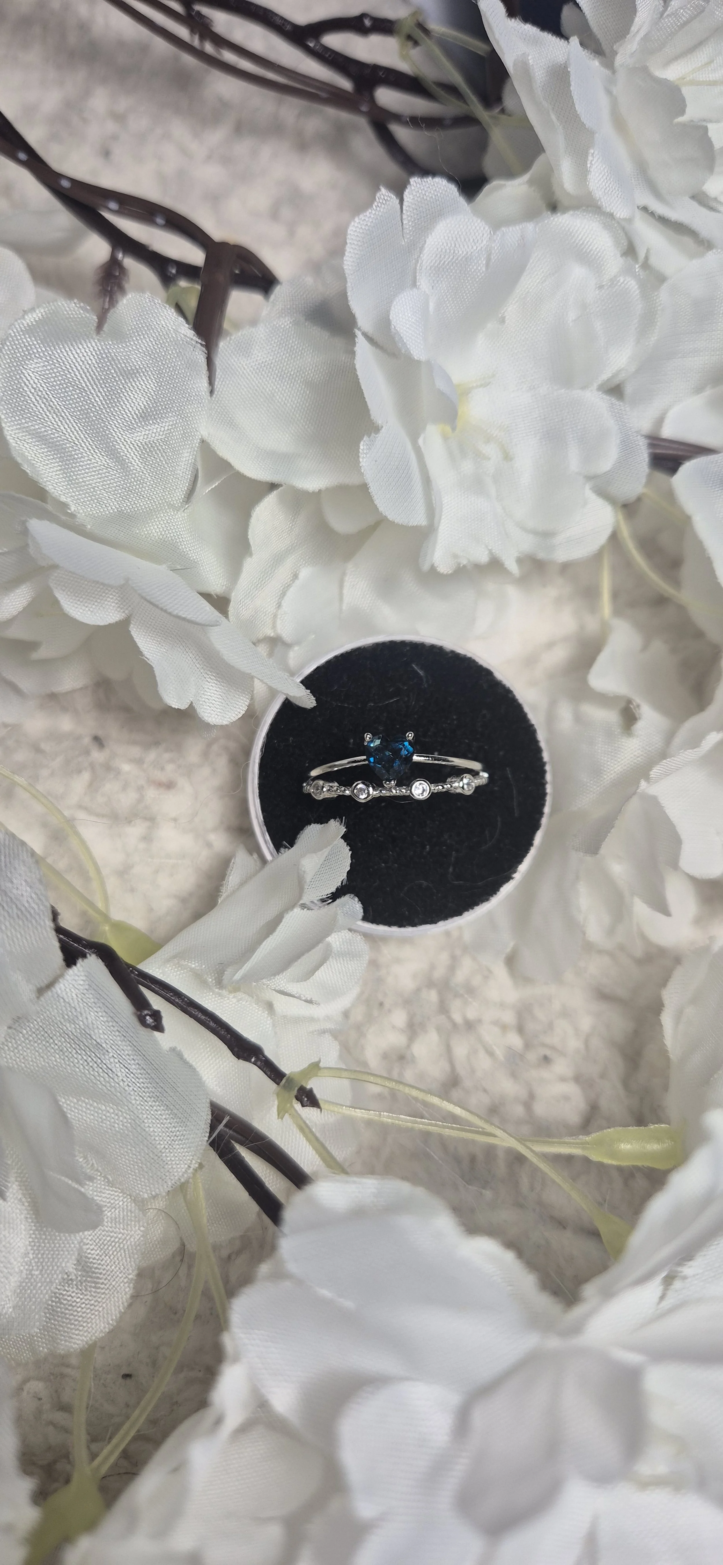 💙 Blue Heart Crystal Ring Set