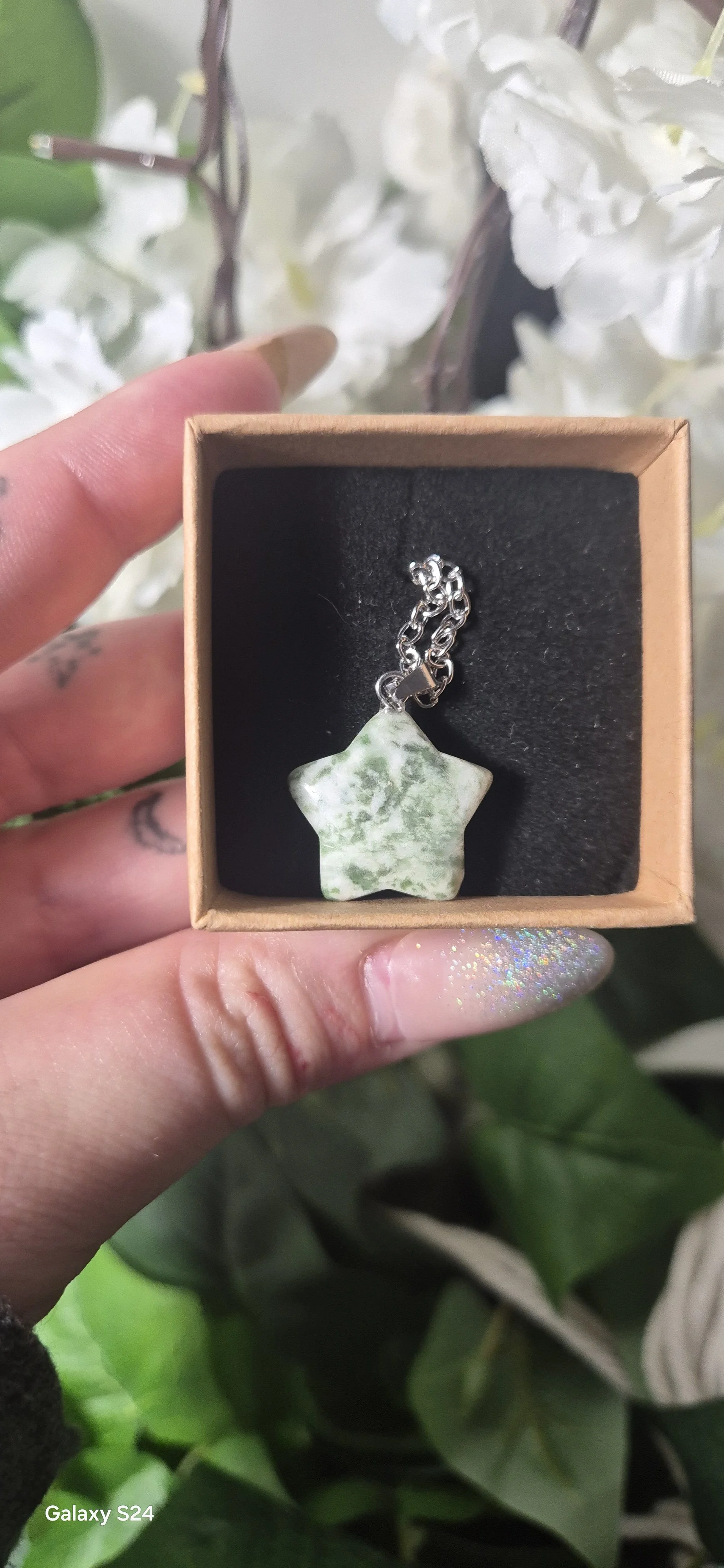 🖤 Tree Agate Star Necklace – One of a Kind 💚