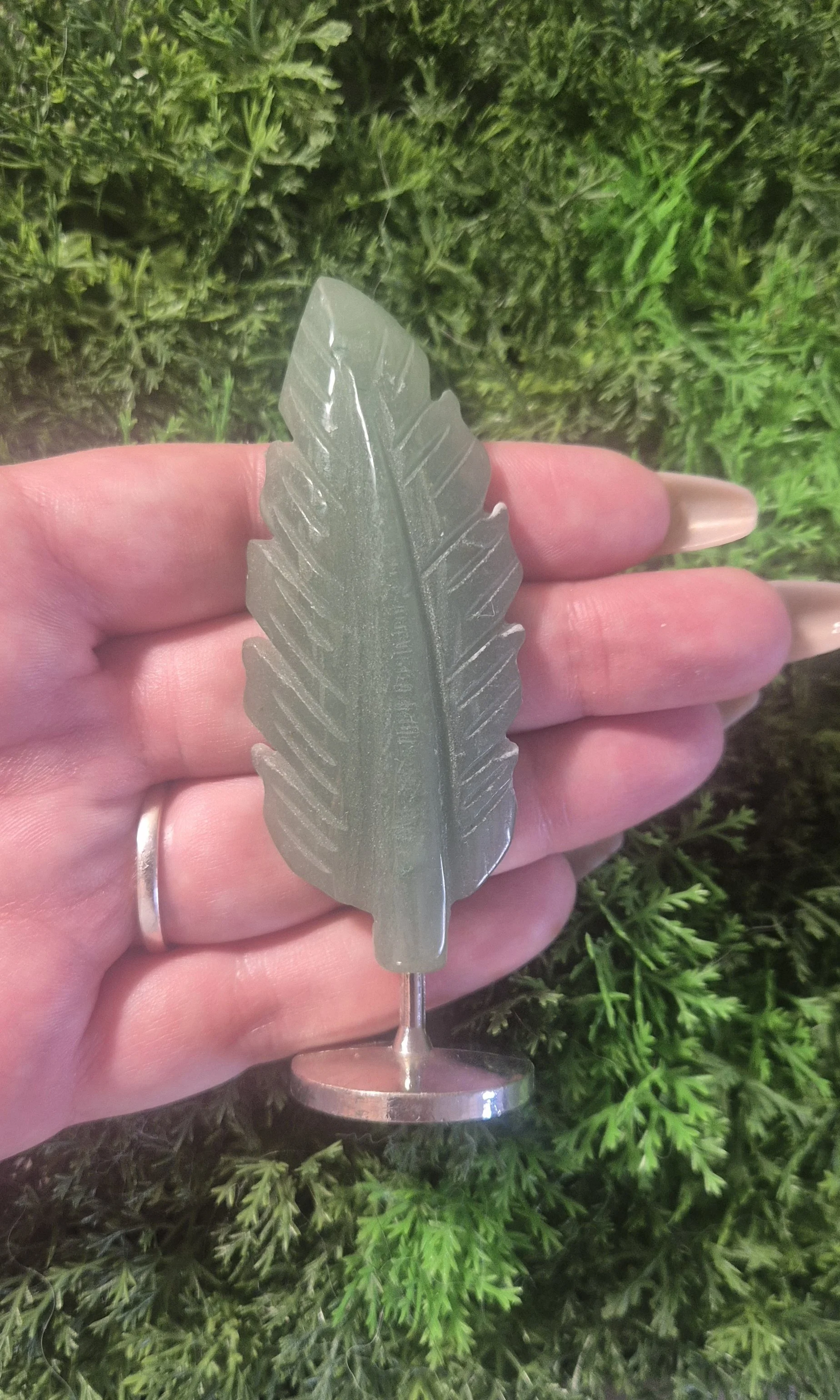🌿 Green Aventurine Feather – 10cm