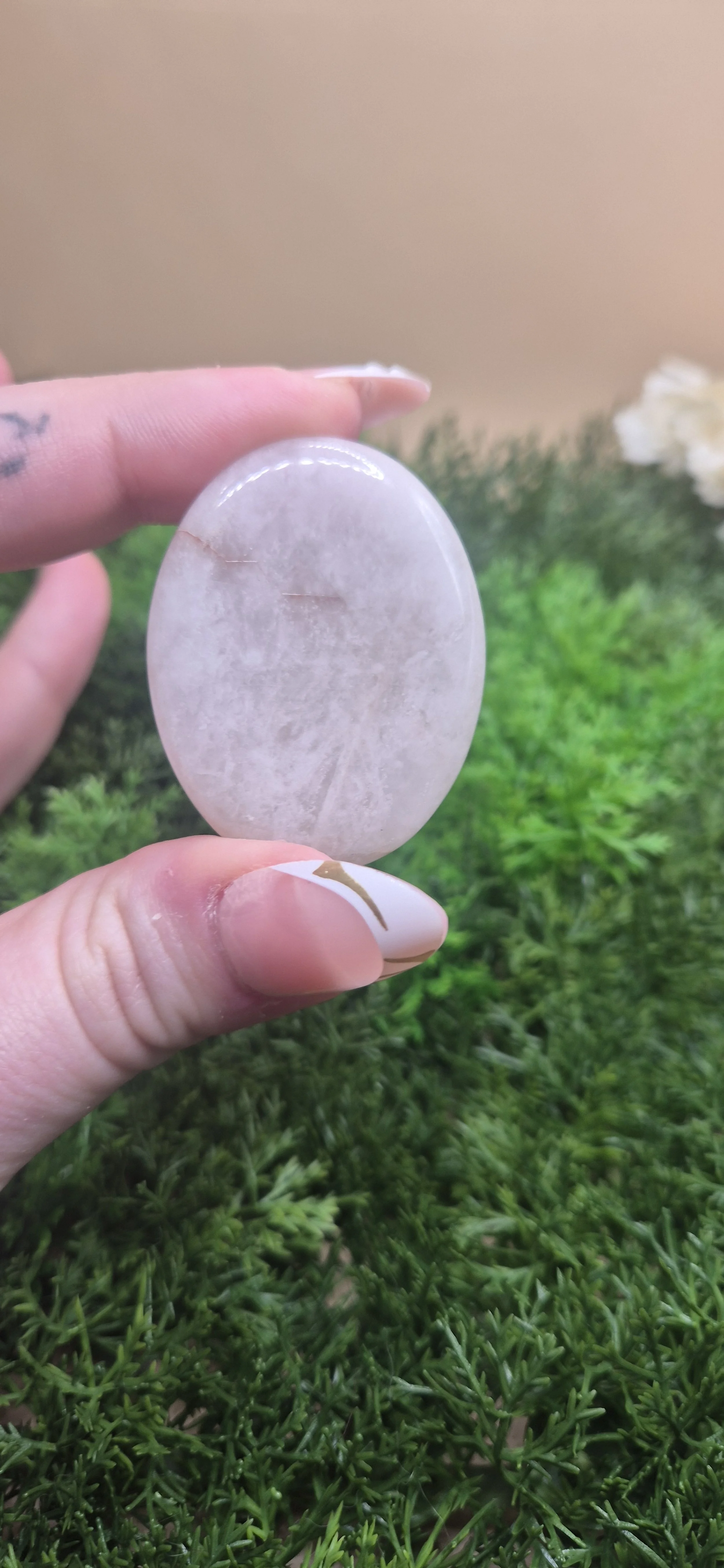 Clear Quartz (Milky Quartz) Worry Stone