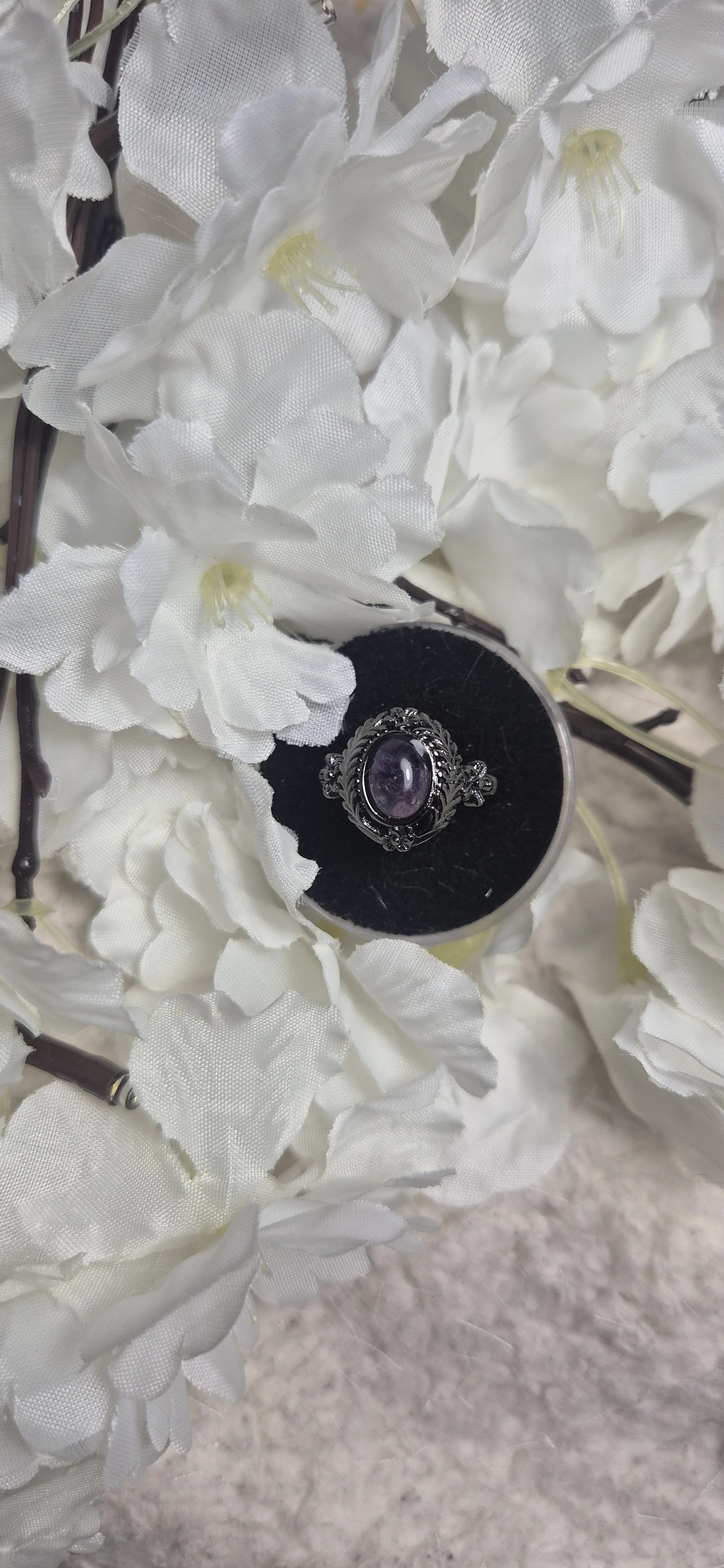 🖤💜  Amethyst Statement Ring - Black Tone Setting