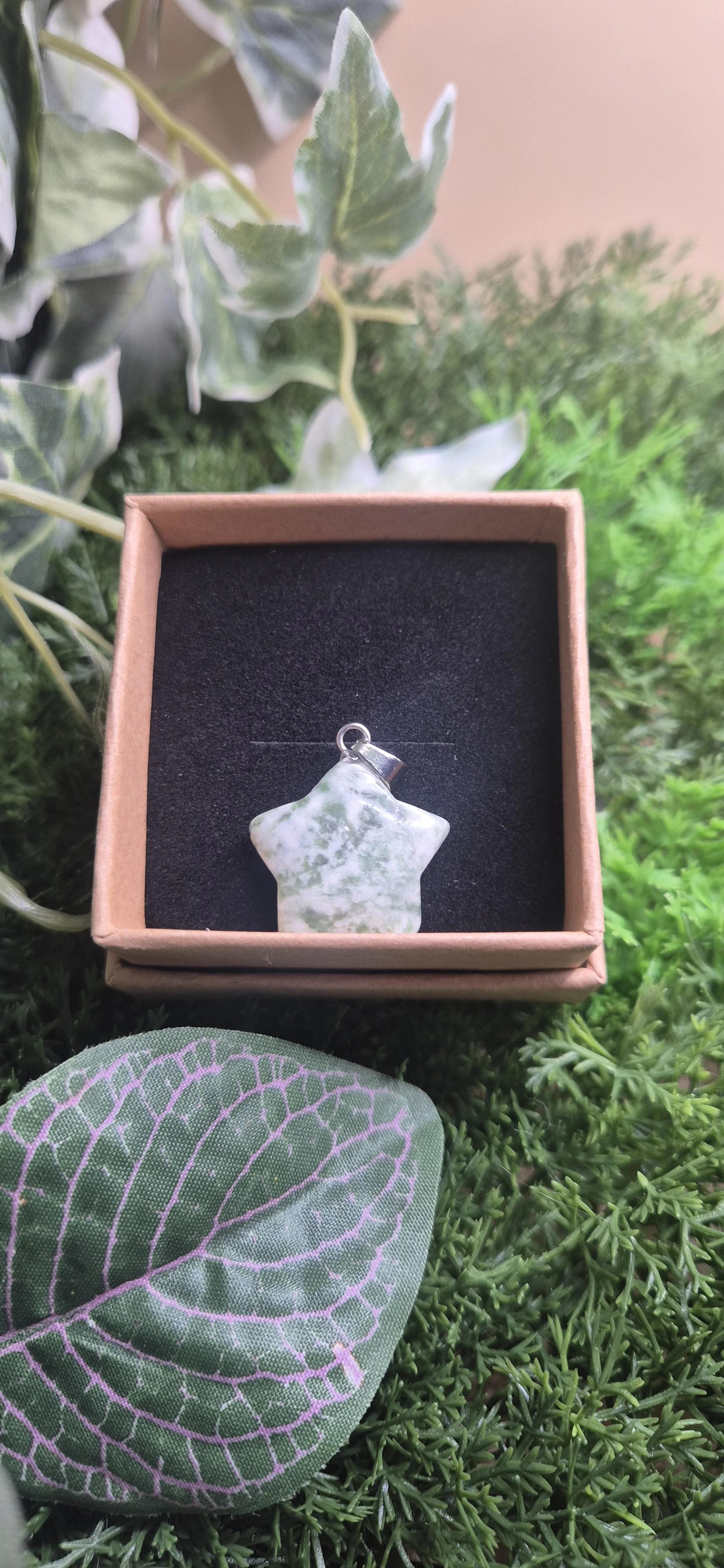 Tree Agate Star Pendant – One of a Kind 💚