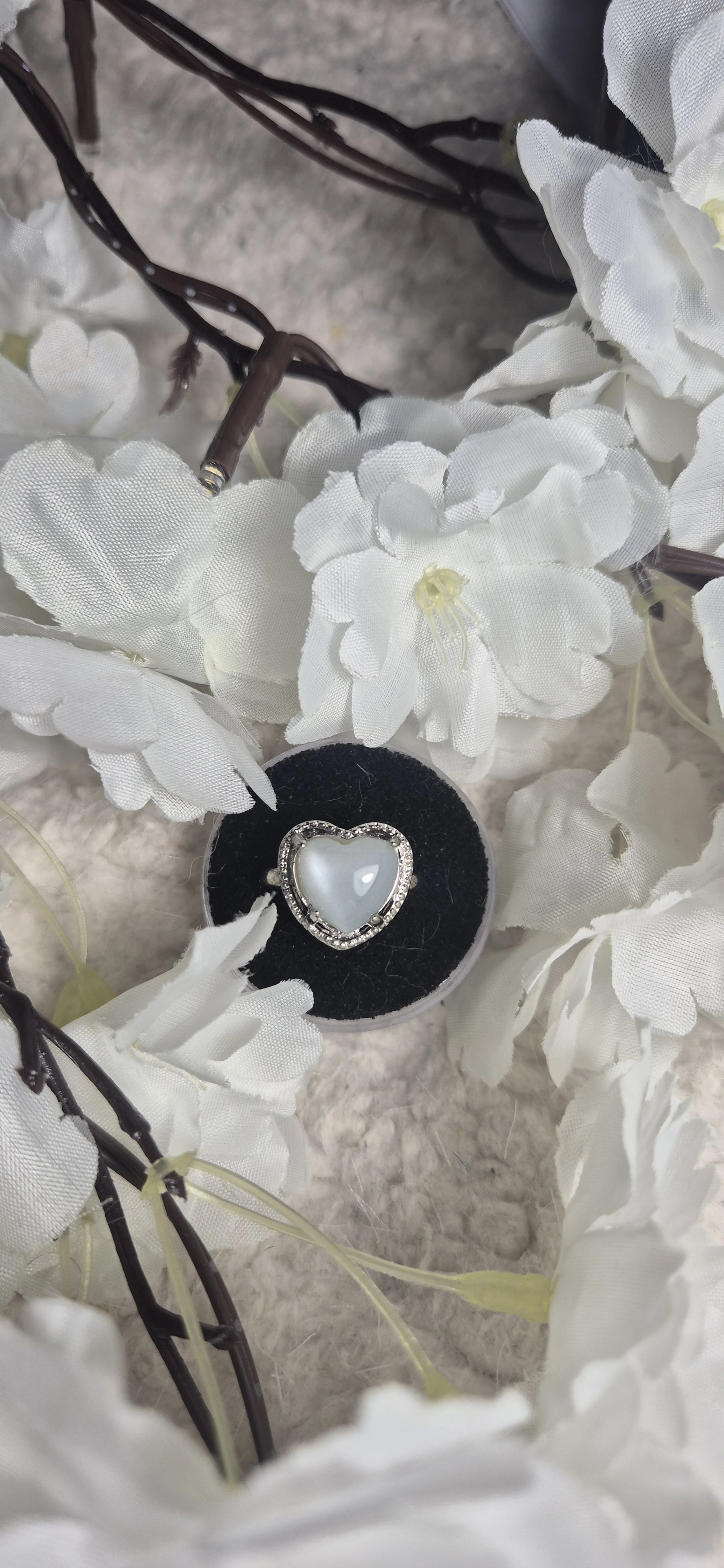 🤍 Opalite Heart Adjustable Ring