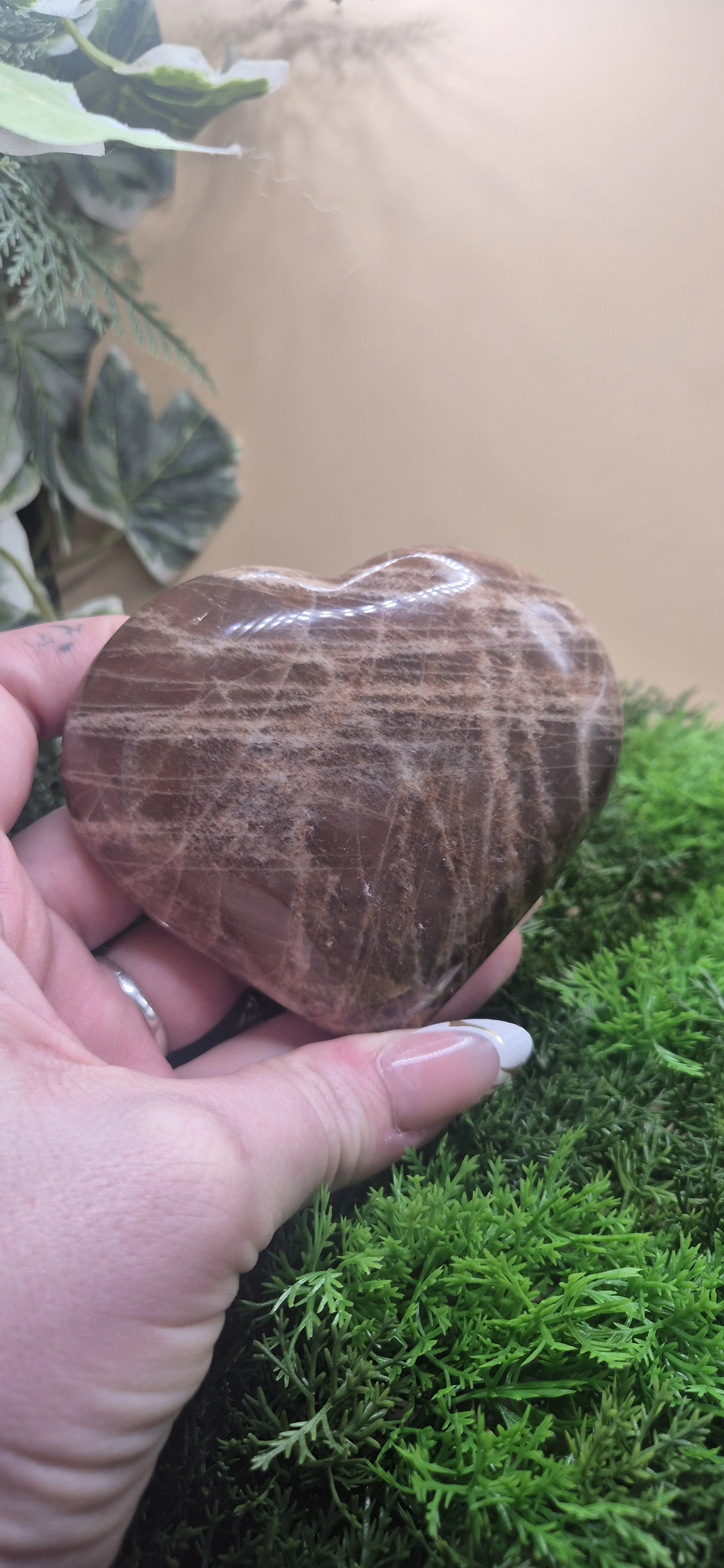 Peach Moonstone Heart