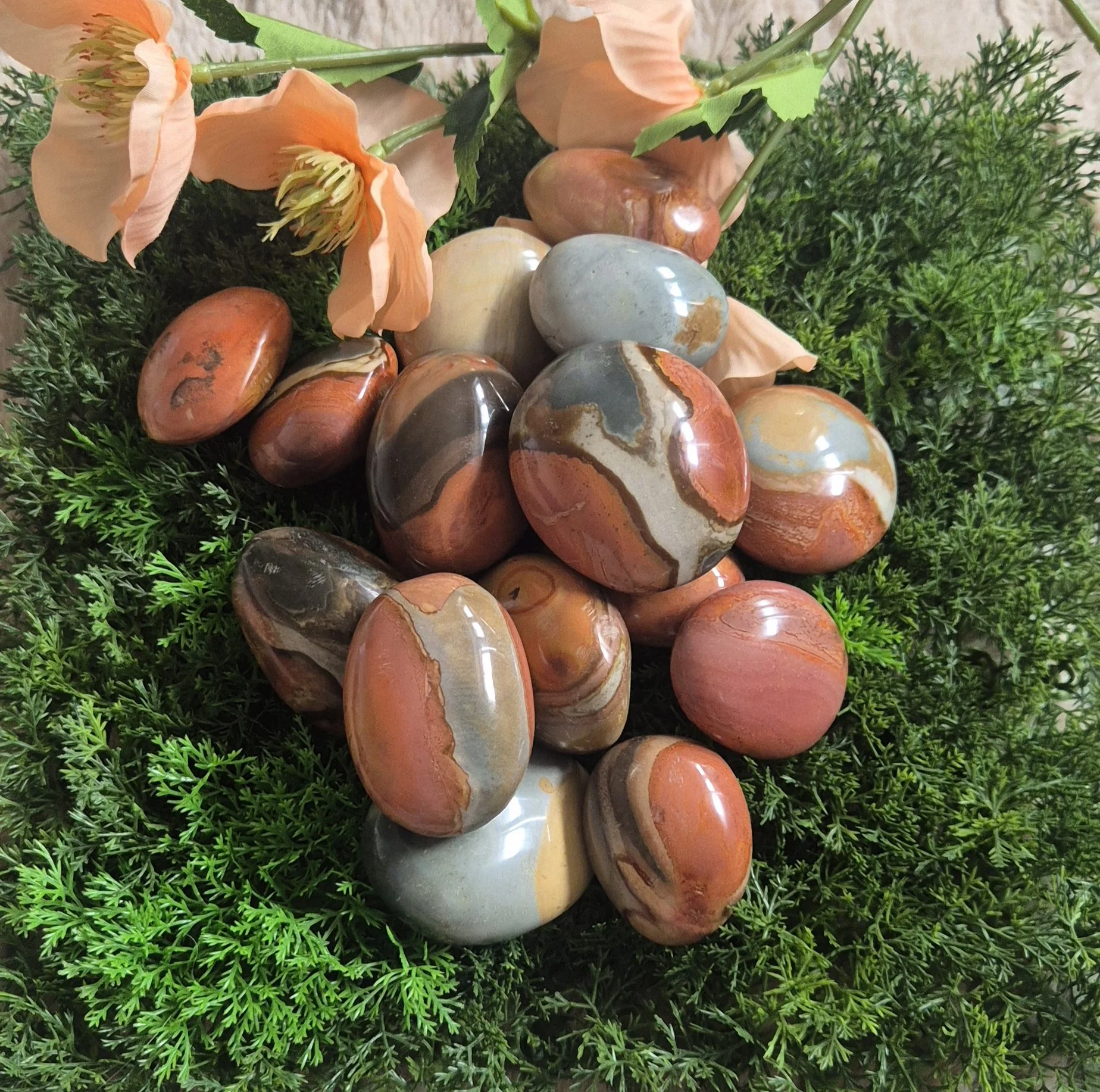 Polychrome Jasper Palm Stones