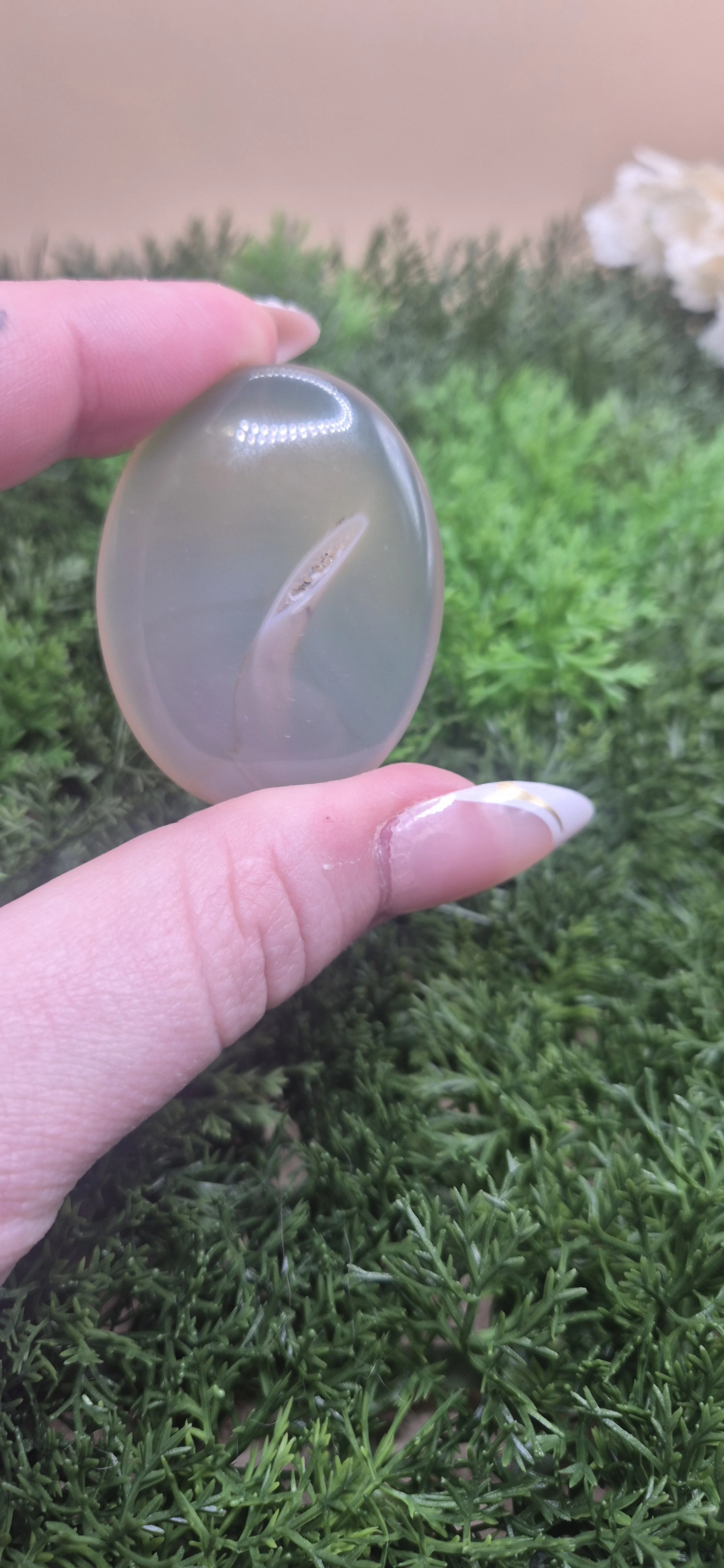 Grey Chalcedony / Agate Worry Stone