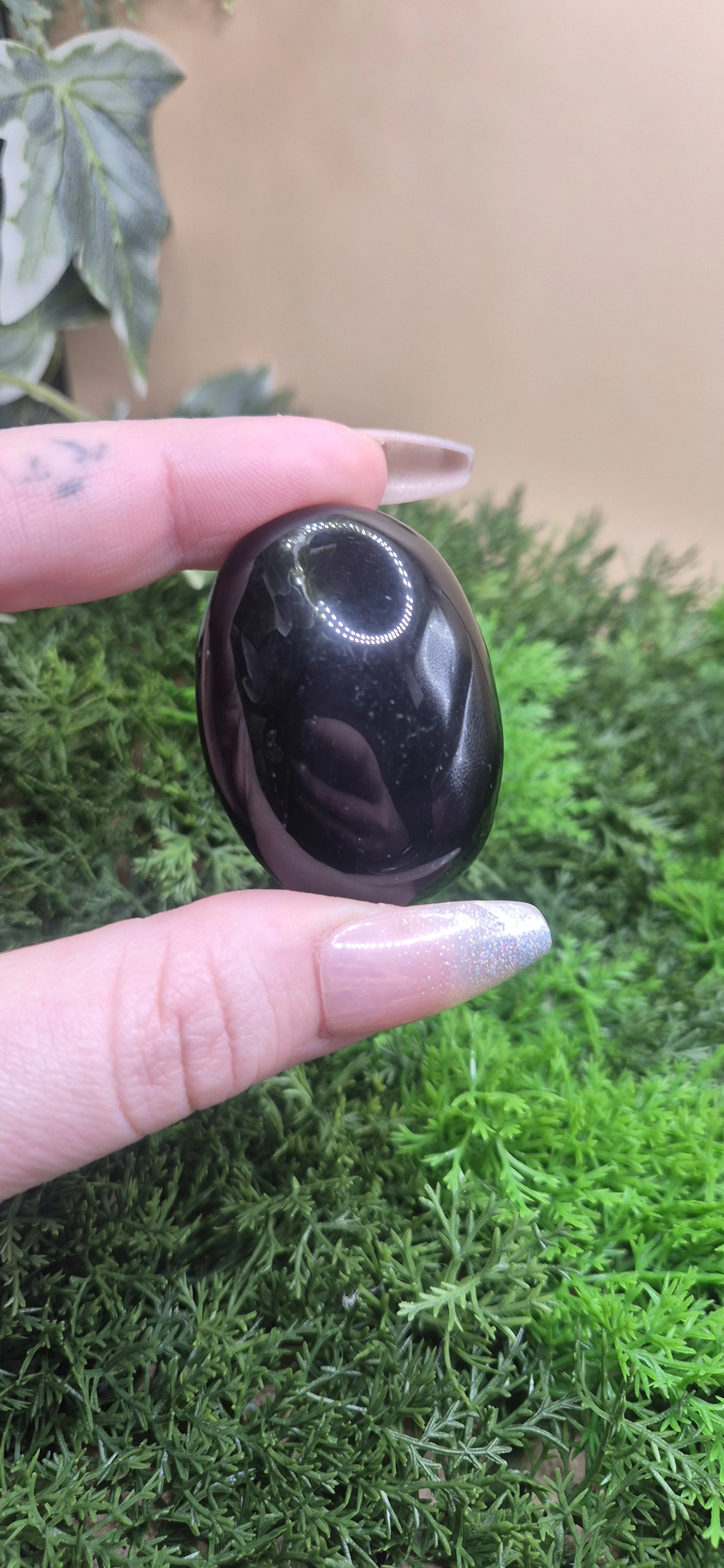 Black Obsidian Palm Stone