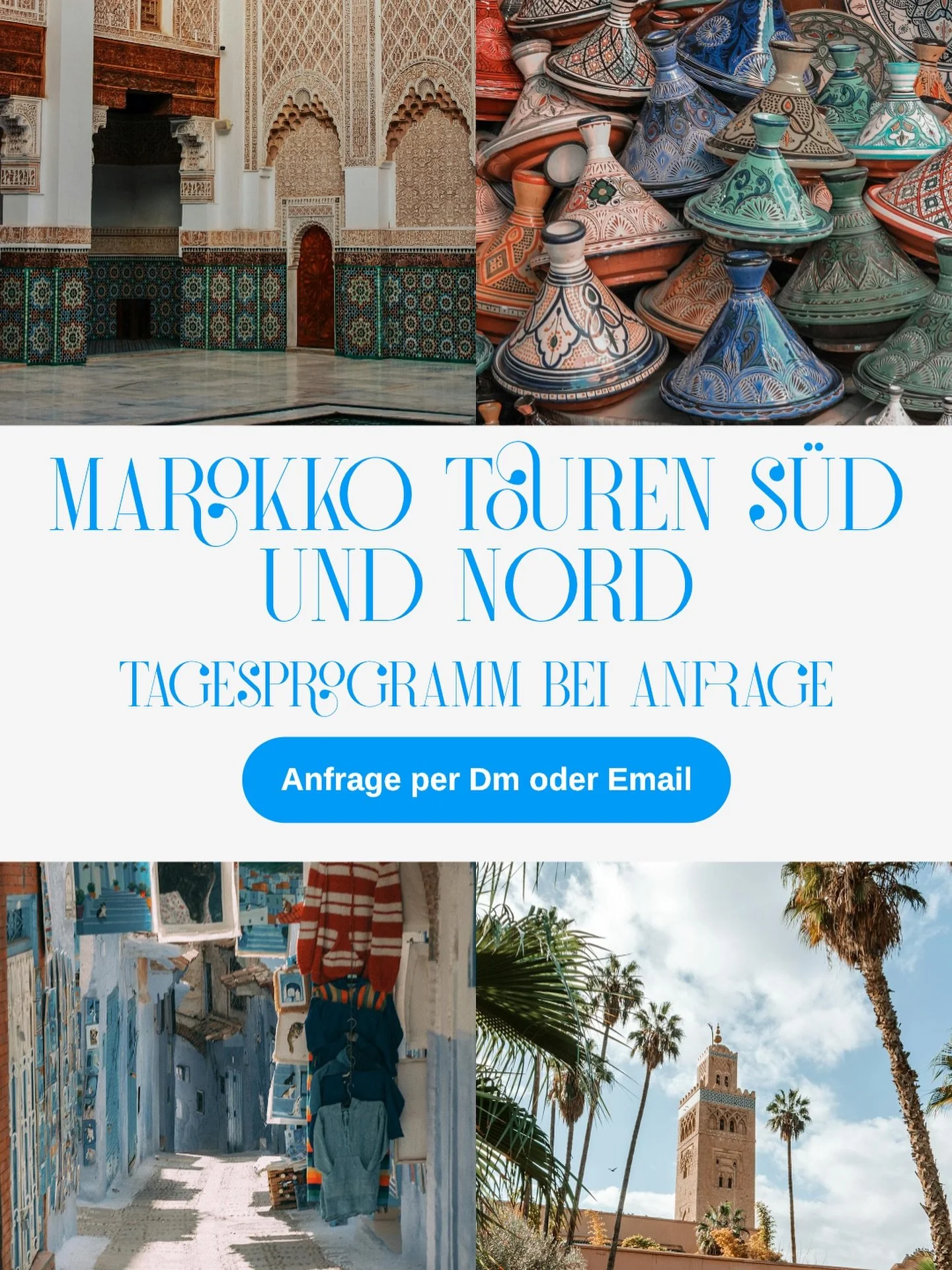 🪬Bei Interesse f&uuml;r Nord oder S&uuml;d Marokko Camper- Tour einfach per DM oder Email anschreiben. 

🔆Bei Anfrage gibt es zudem das komplette Tagesprogramm f&uuml;r die gew&uuml;nschte Tour mit jeweiligen Daten

🧿Wir freuen uns auf Sie! - F&uu