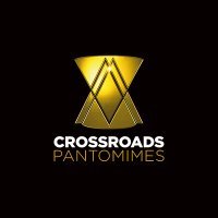 Logo of Crossroads Pantomimes with a gold and black design