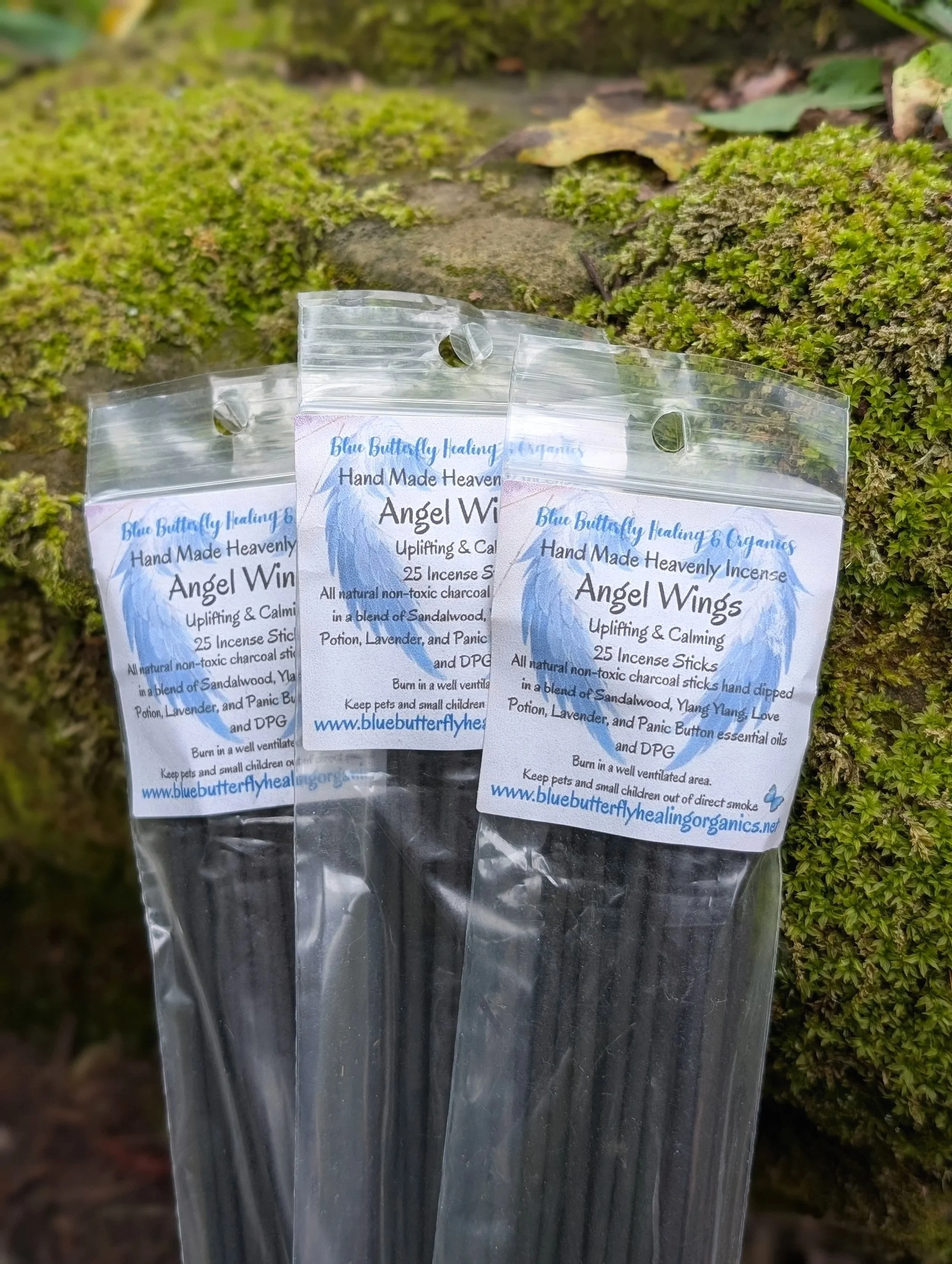 Angel Wings Heavenly Incense, Uplifting & Calming, Hand Made, Natural Non-Toxic Charcoal, 25 Count