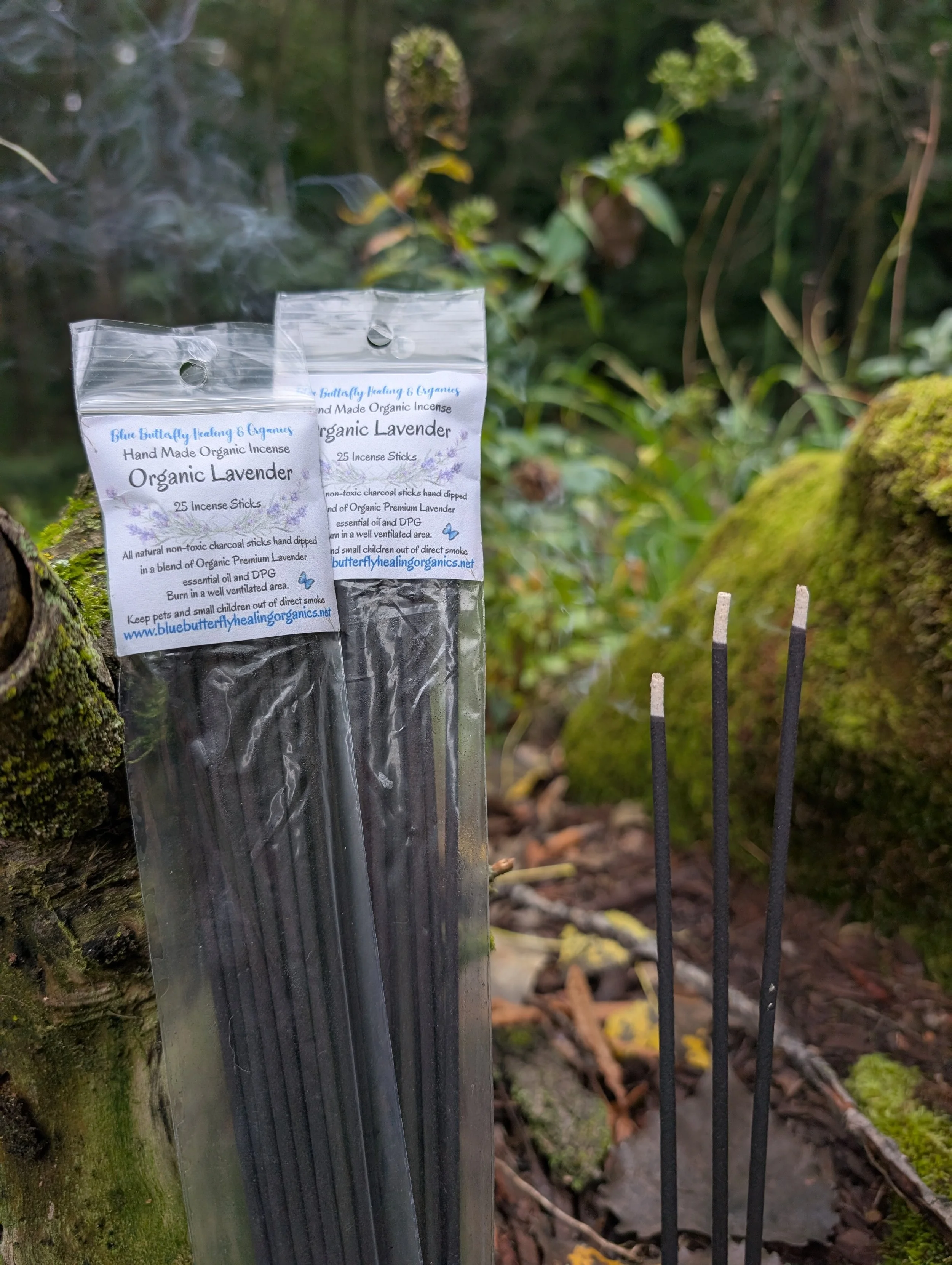Organic Lavender Incense Sticks, Hand Made, Natural Non-Toxic Charcoal, 25 Count