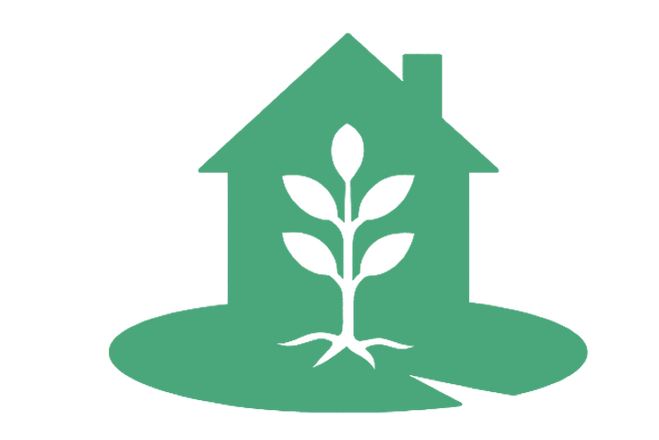 Green house icon with a plant growing inside, symbolizing eco-friendly or sustainable home concept.