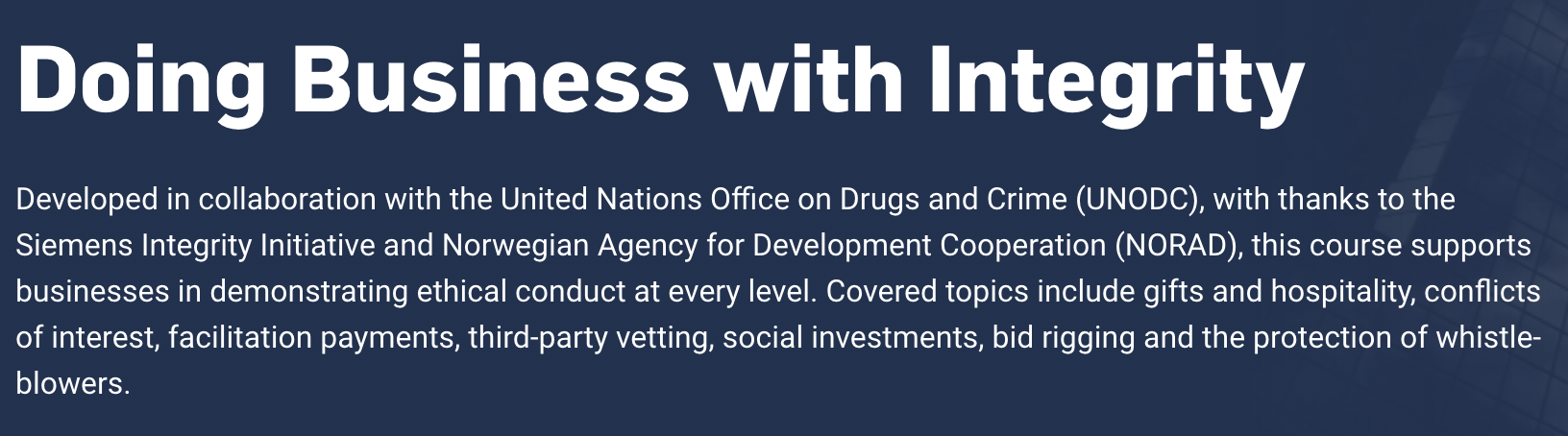 Doing Business with Integrity 