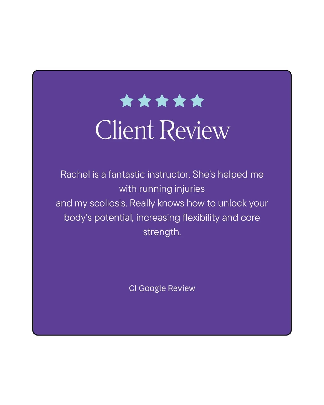 Thank you for this lovely review. I&rsquo;m so glad to be able to help through movement and Pilates. 

Receiving feedback as a teacher is so important so that we can keep developing and offering help. Positive feedback like this is what we live for! 