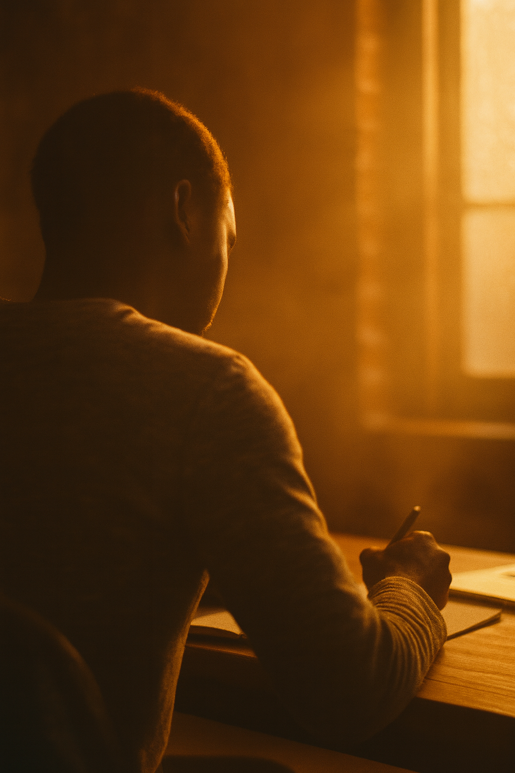 Author writing the spiritual allegory novel "I Want To Go To Yellow" by D. T. Liburd.