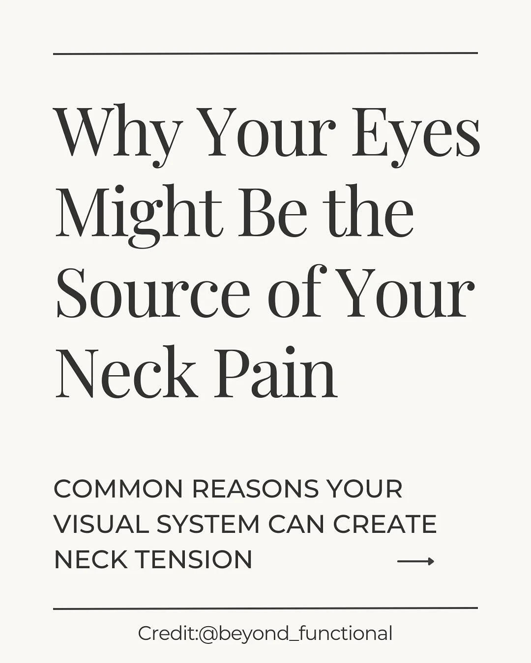 Your neck tension might not be a neck problem at all. Sometimes it starts with your eyes. 

Your visual system and deep neck muscles are wired together, so when your eyes strain, your neck quietly takes on the load.

this is one of the many reasons w