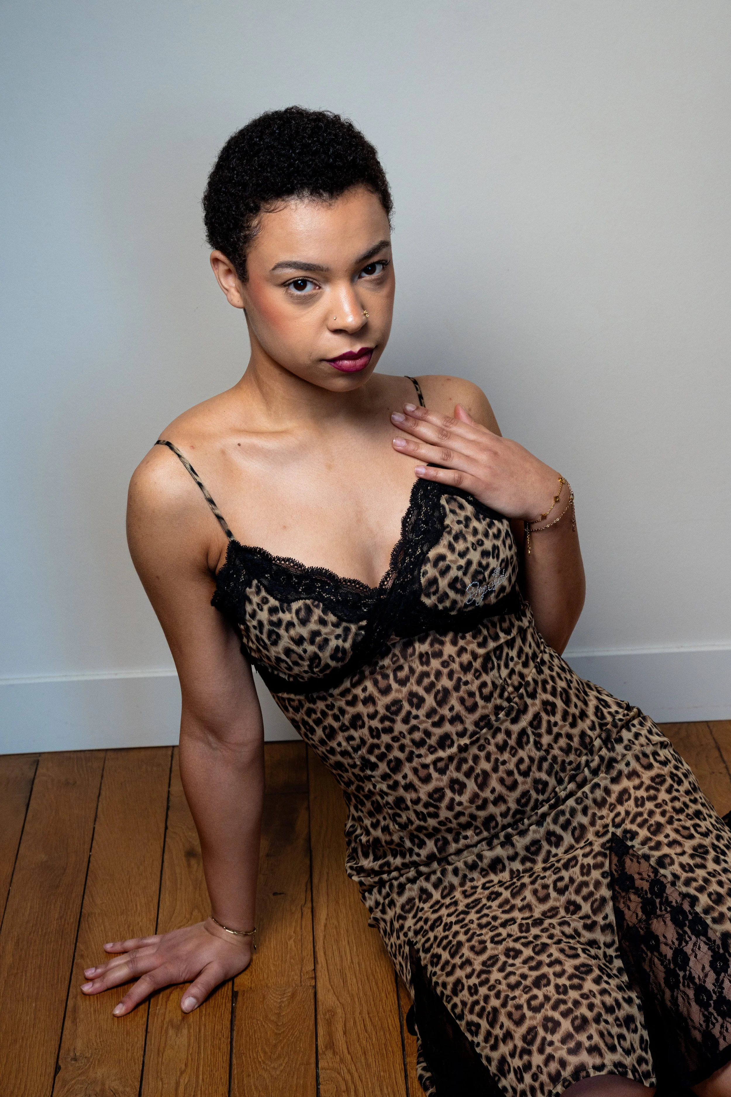 Robe nuisette léopard finition dentelle