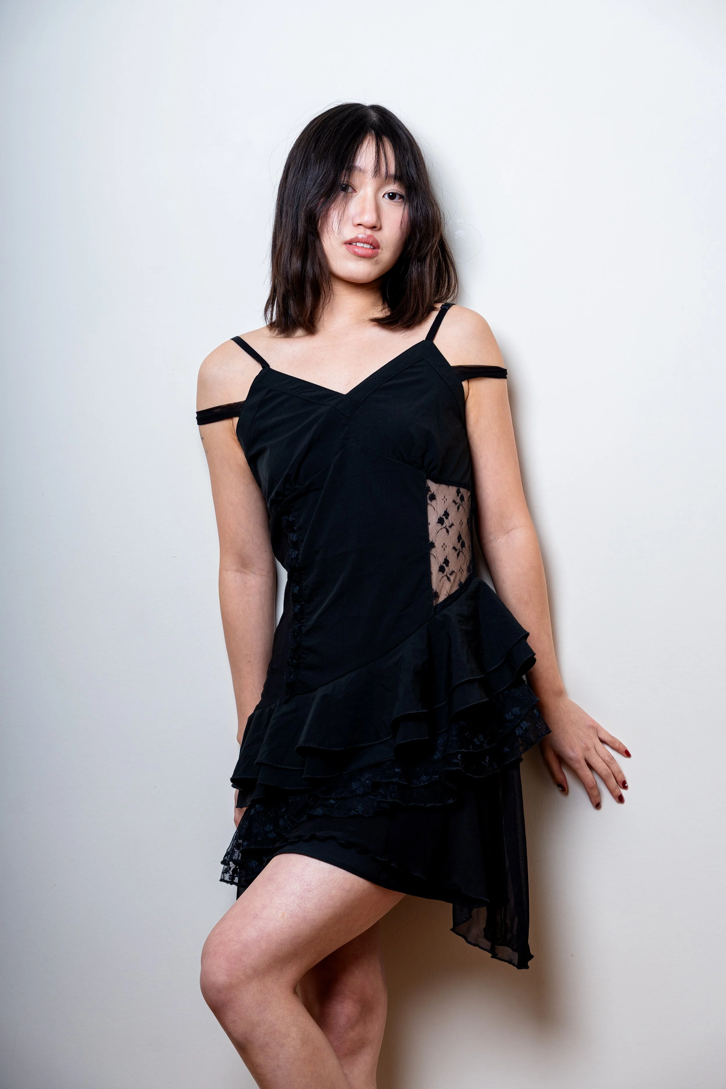 Velvet Touch Black Slip Dress