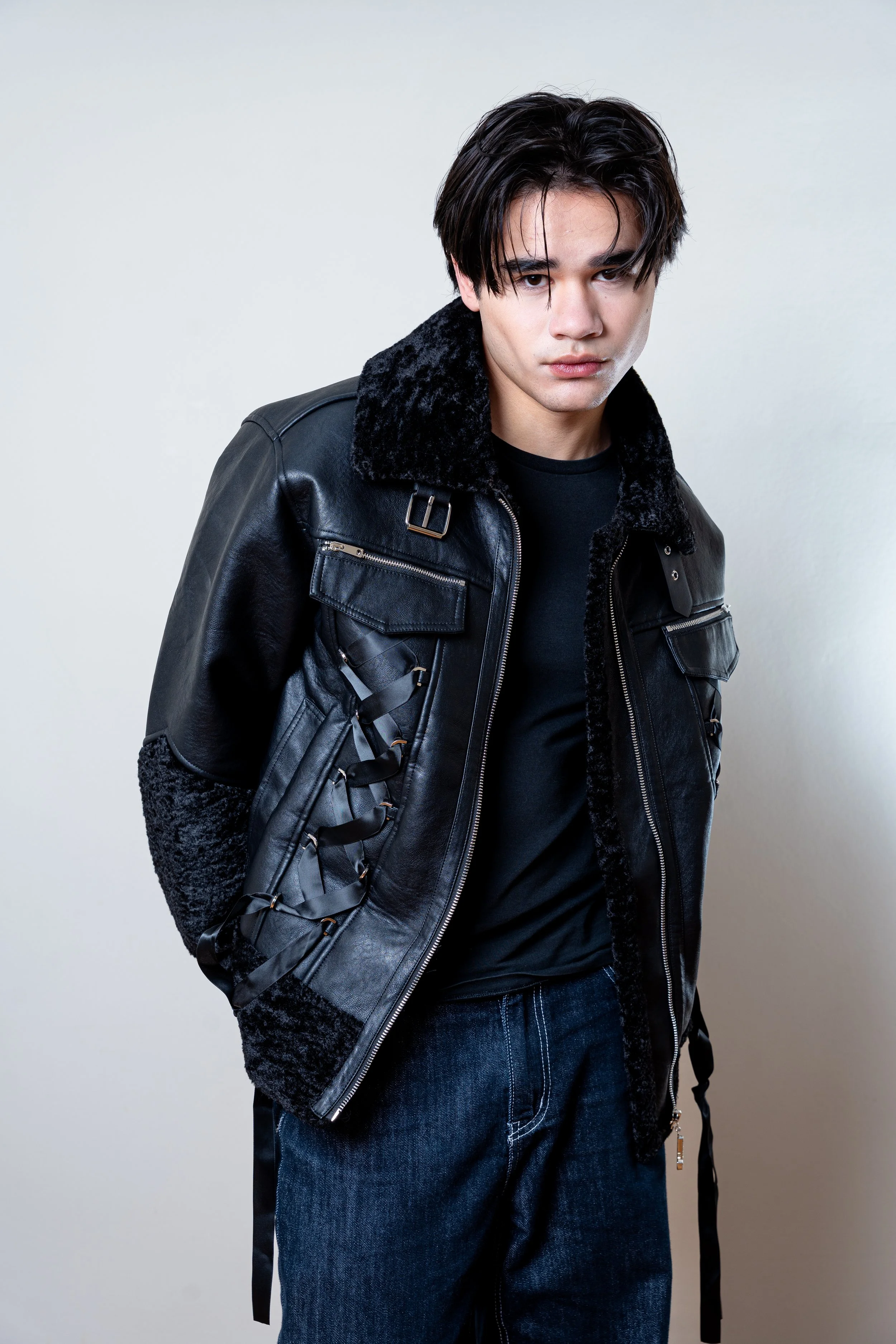 Veste biker shearling