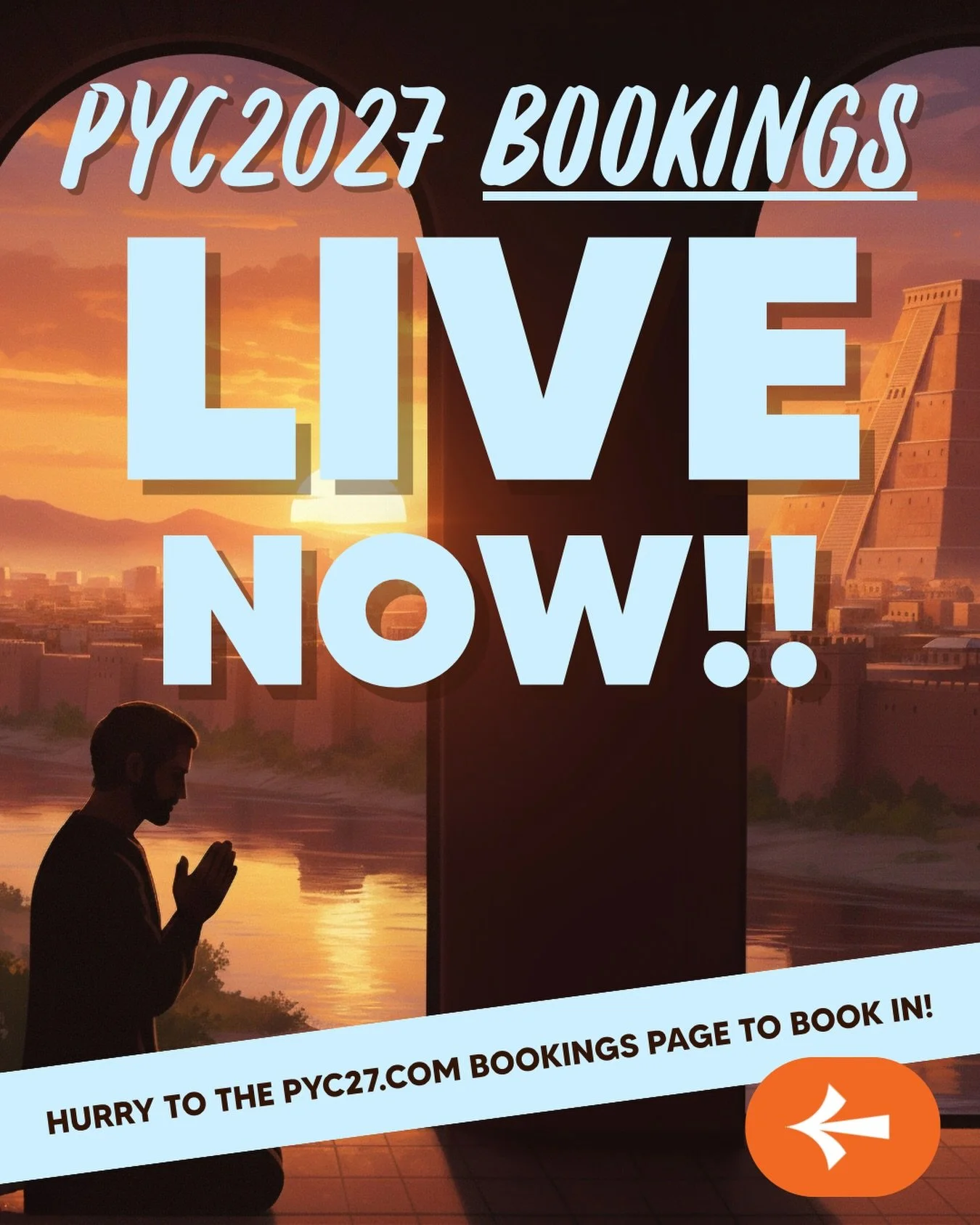 🚀🚀 IT&rsquo;S GO TIME. BOOKINGS ARE OFFICIALLY LIVE! 🚀🚀

After plot twists, tech issues and a rather dramatic booking system saga&hellip; #PYC2027 BOOKINGS ARE NOW OPEN 🚨

This is not a drill. This is not a test. This is the real deal. 

👉 Head